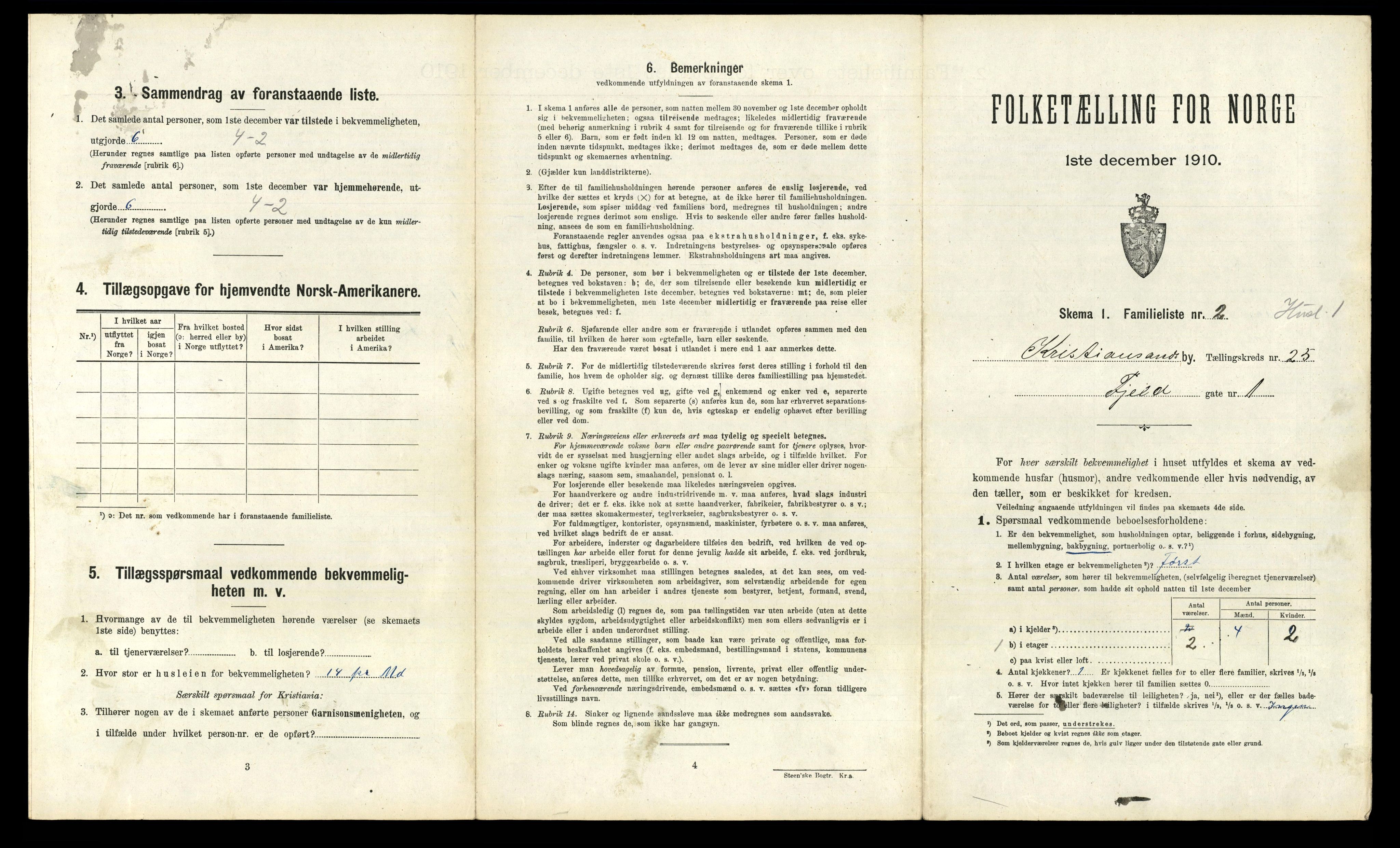 RA, 1910 census for Kristiansand, 1910, p. 6446