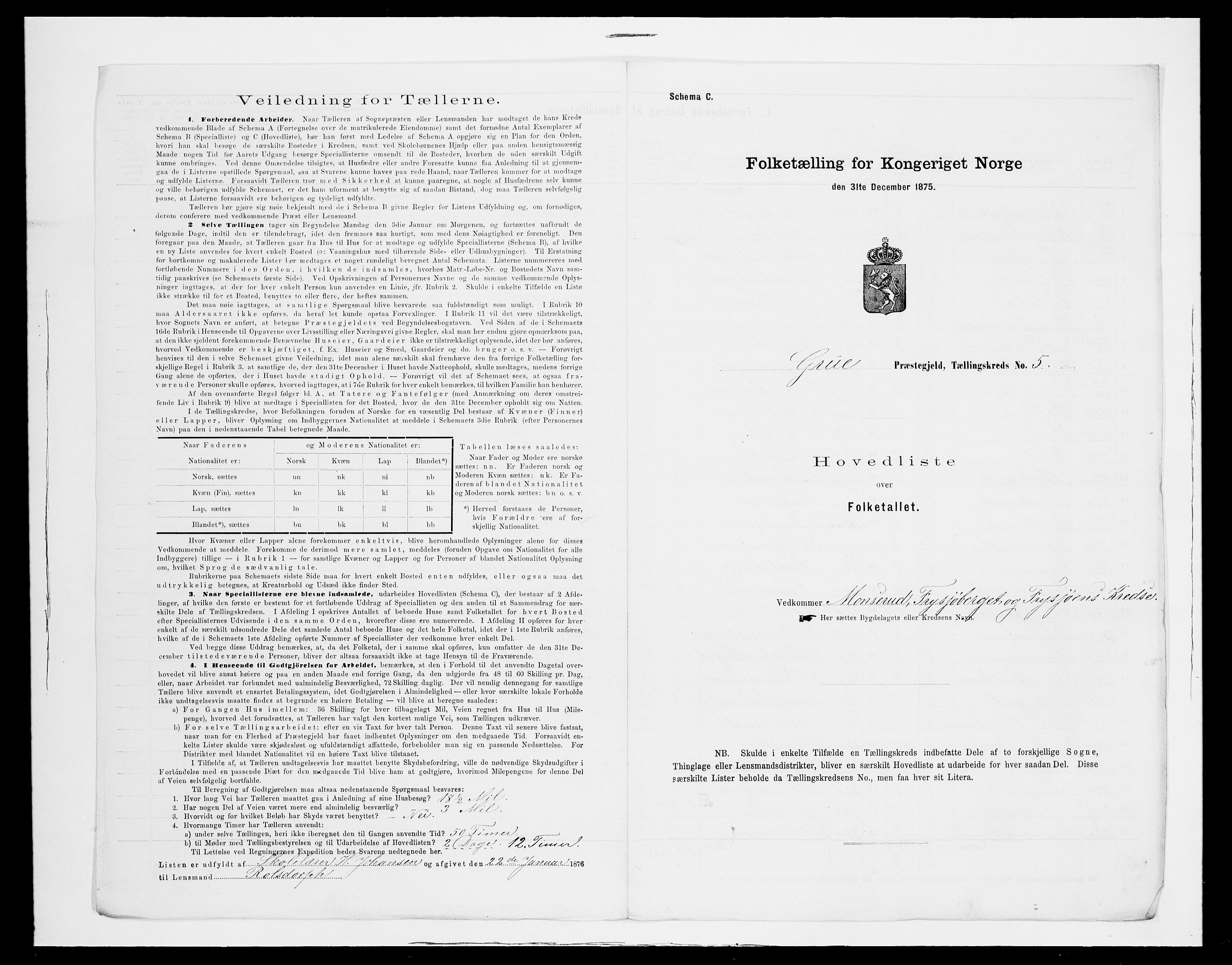 SAH, 1875 census for 0423P Grue, 1875, p. 39