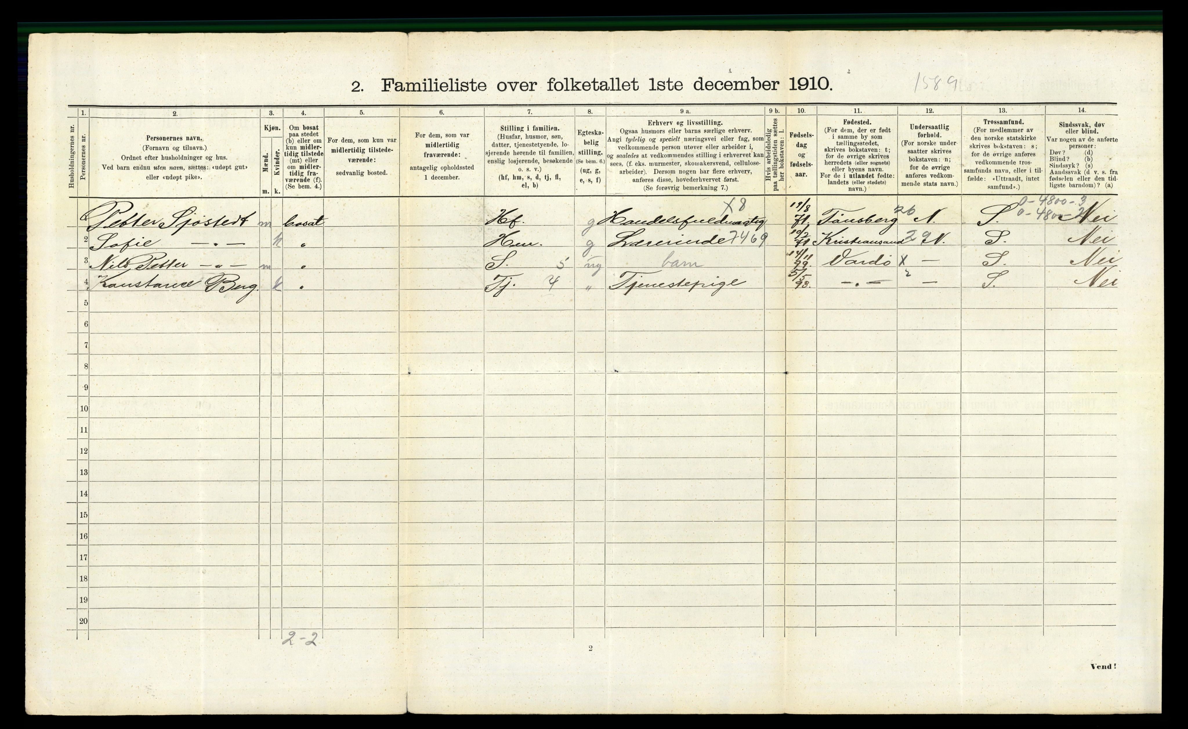 RA, 1910 census for Vardø, 1910, p. 1067