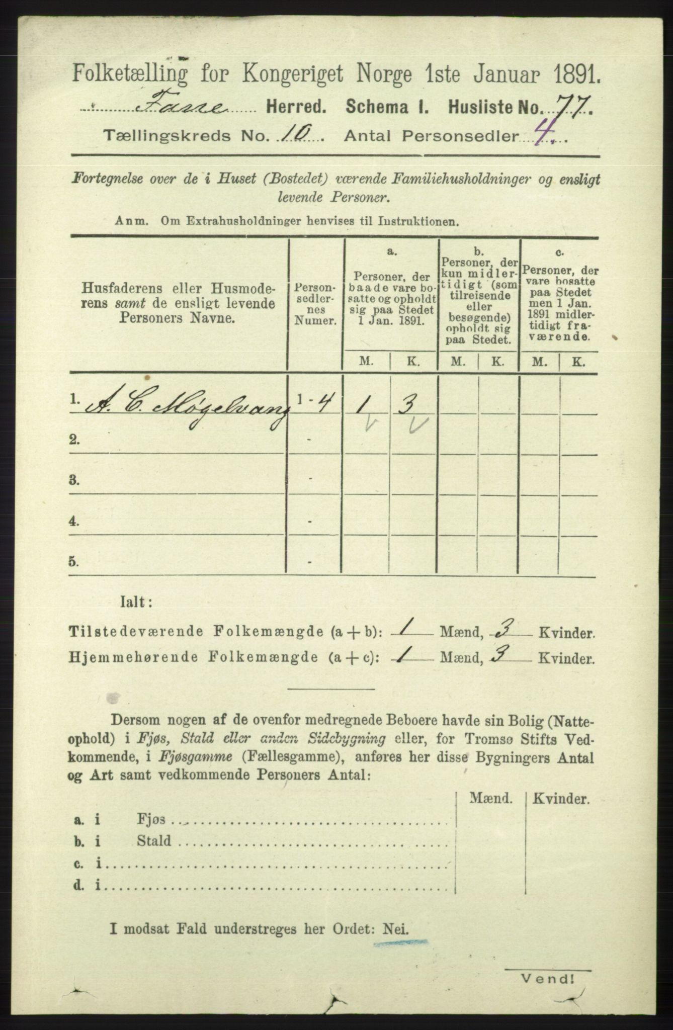 RA, 1891 census for 1249 Fana, 1891, p. 5425