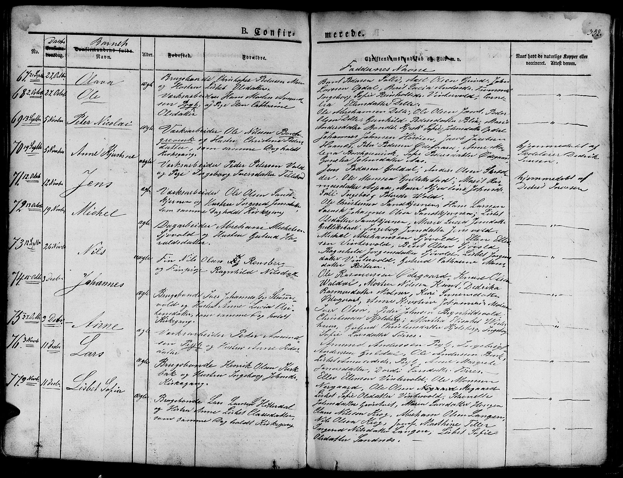 Ministerialprotokoller, klokkerbøker og fødselsregistre - Sør-Trøndelag, SAT/A-1456/681/L0938: Parish register (copy) no. 681C02, 1829-1879, p. 352