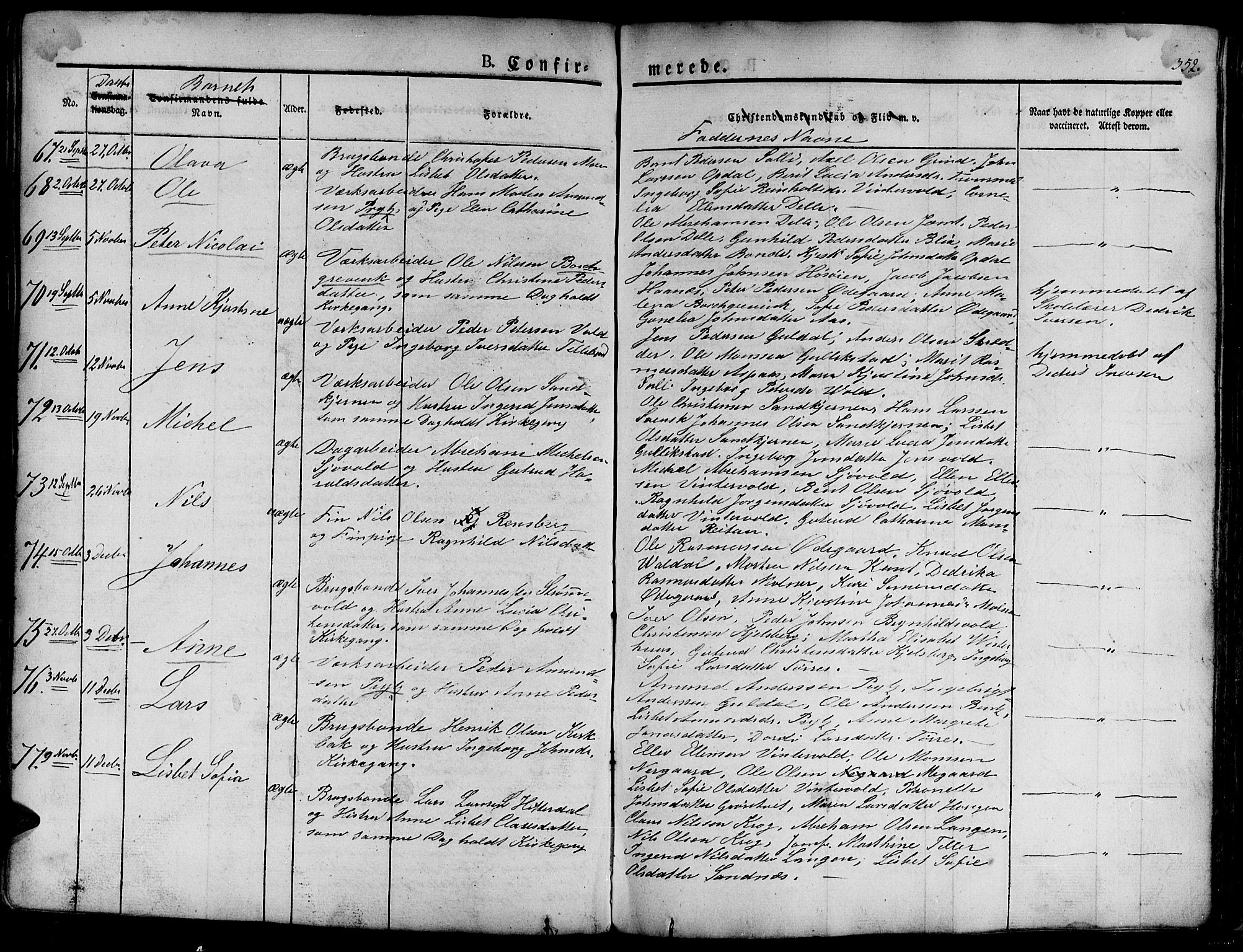 Ministerialprotokoller, klokkerbøker og fødselsregistre - Sør-Trøndelag, AV/SAT-A-1456/681/L0938: Parish register (copy) no. 681C02, 1829-1879, p. 352