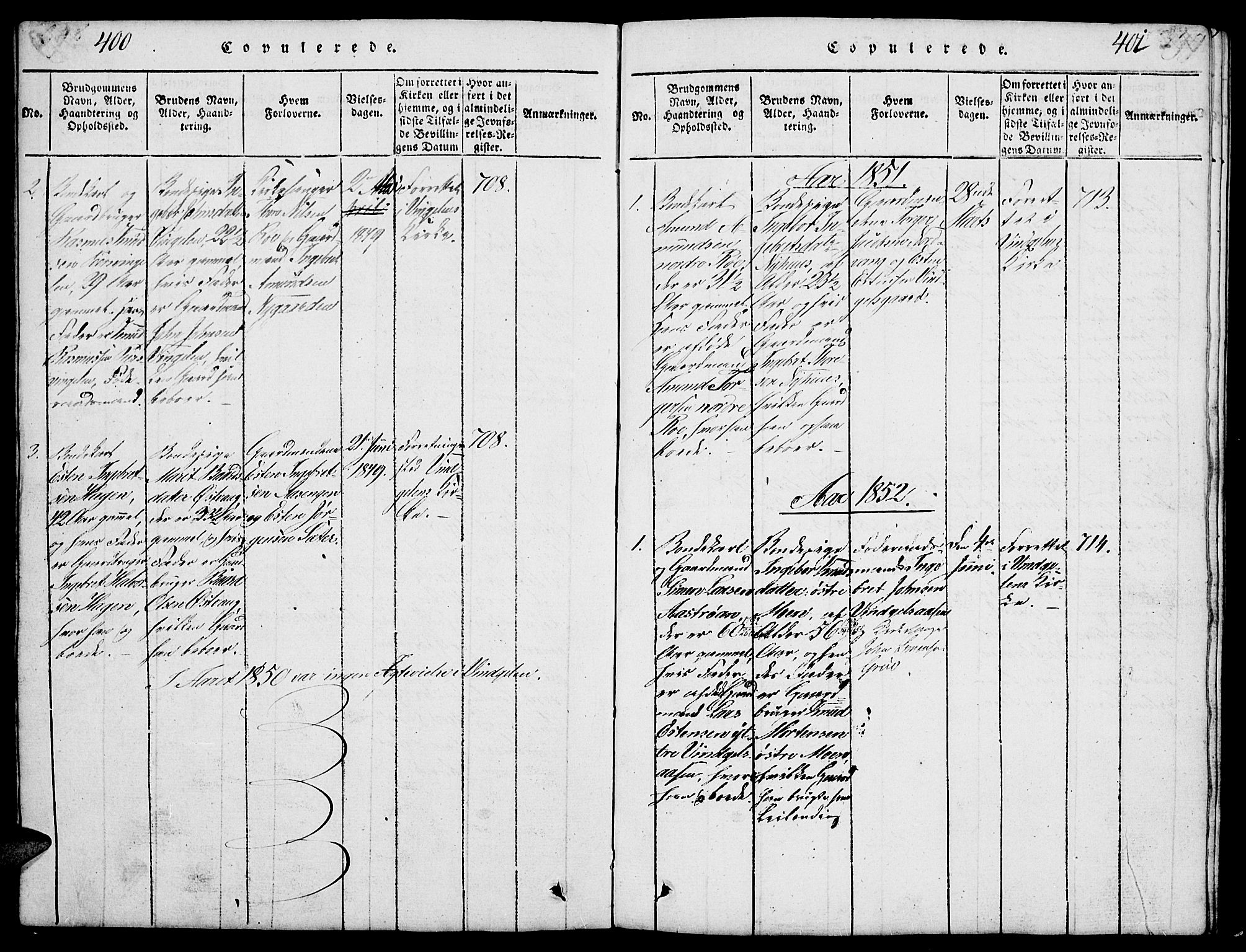 Tolga prestekontor, SAH/PREST-062/L/L0003: Parish register (copy) no. 3, 1815-1862, p. 400-401