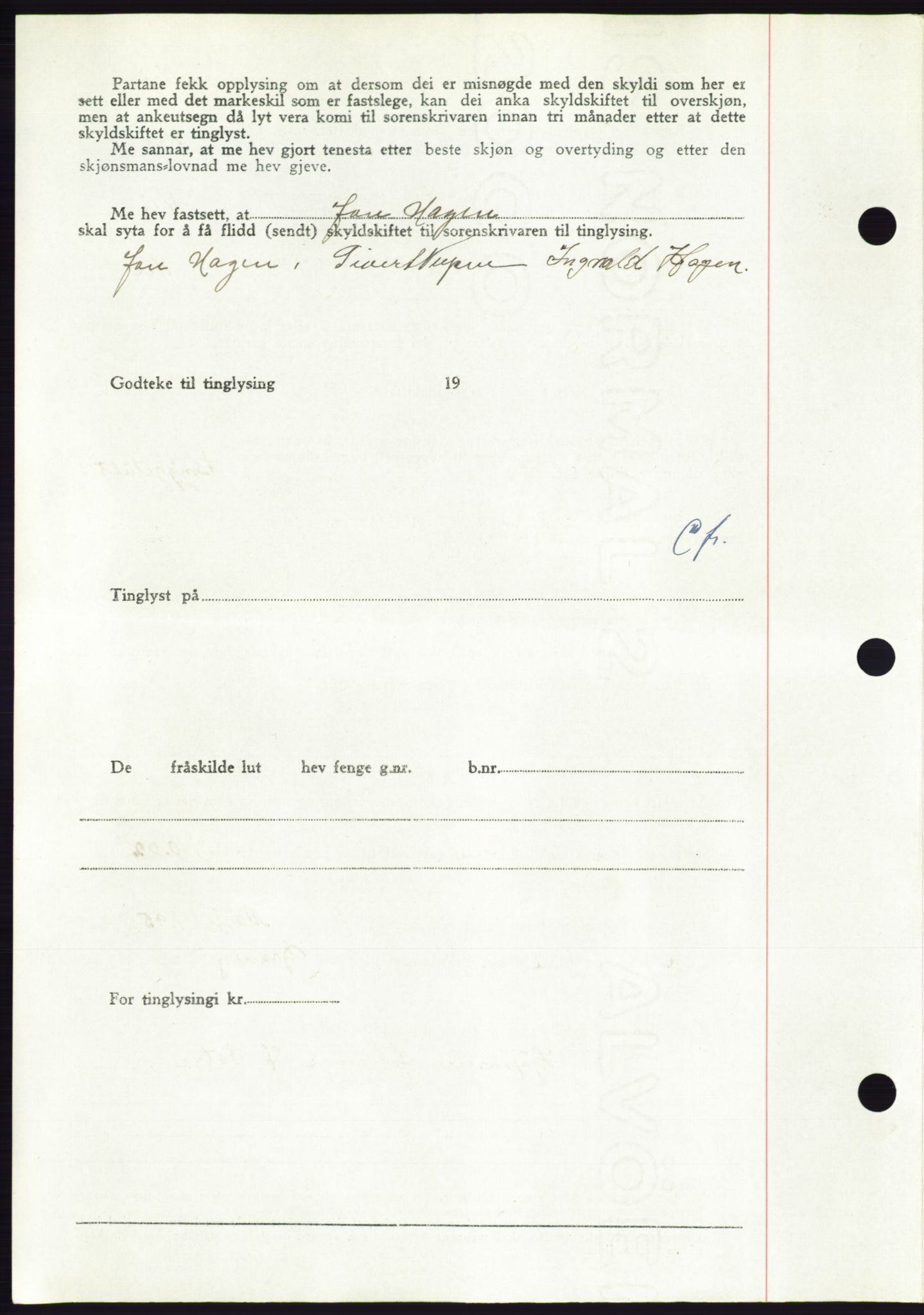 Søre Sunnmøre sorenskriveri, AV/SAT-A-4122/1/2/2C/L0084: Mortgage book no. 10A, 1949-1949, Diary no: : 977/1949