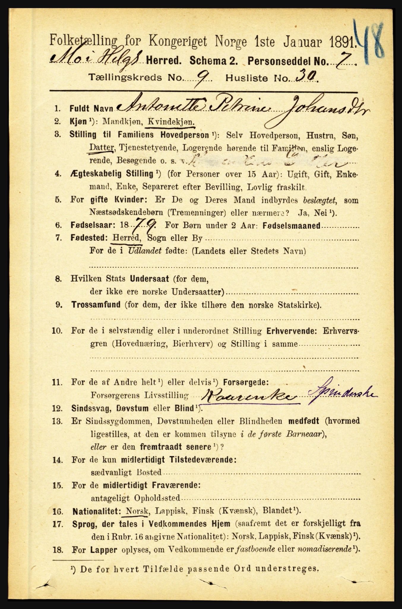 RA, 1891 census for 1833 Mo, 1891, p. 3823