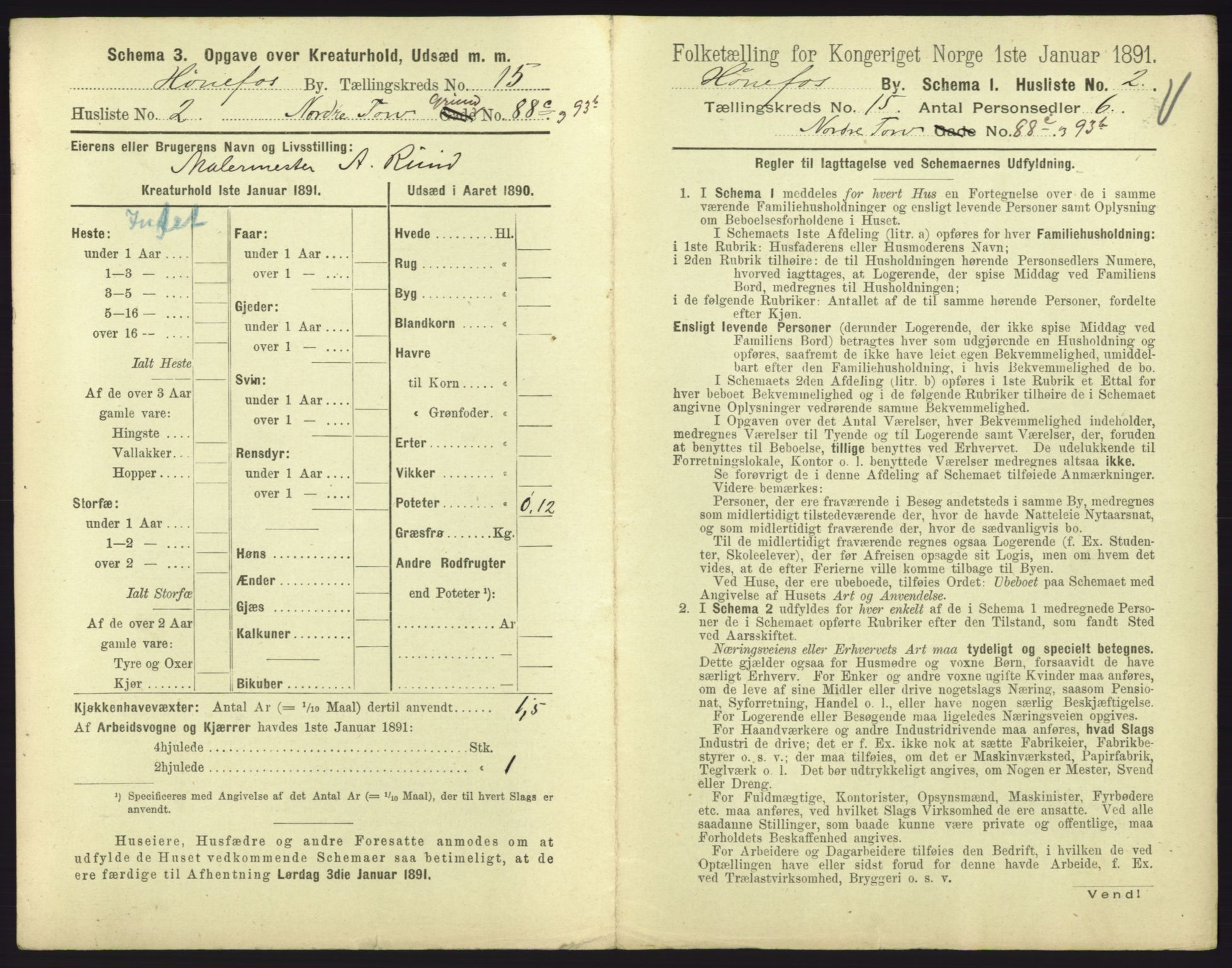 RA, 1891 census for 0601 Hønefoss, 1891, p. 321