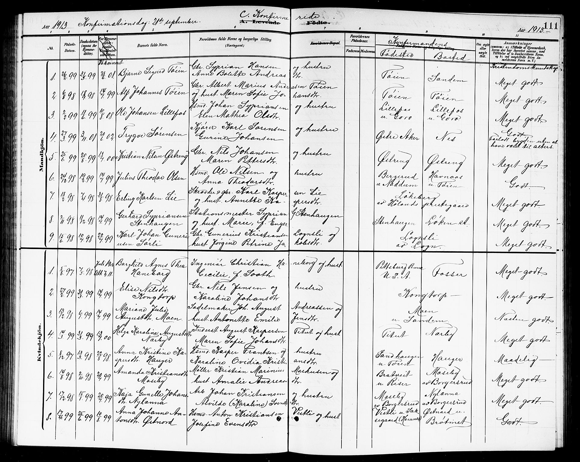Høland prestekontor Kirkebøker, SAO/A-10346a/G/Ga/L0007: Parish register (copy) no. I 7, 1902-1914, p. 111
