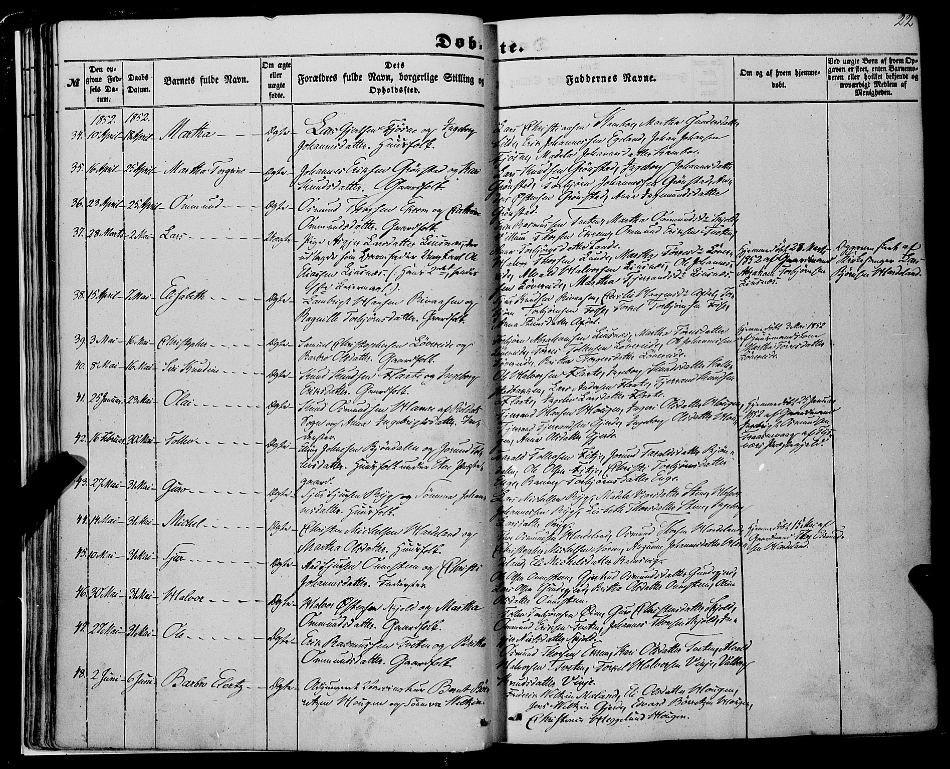 Etne sokneprestembete, SAB/A-75001/H/Haa: Parish register (official) no. A 8, 1848-1862, p. 22