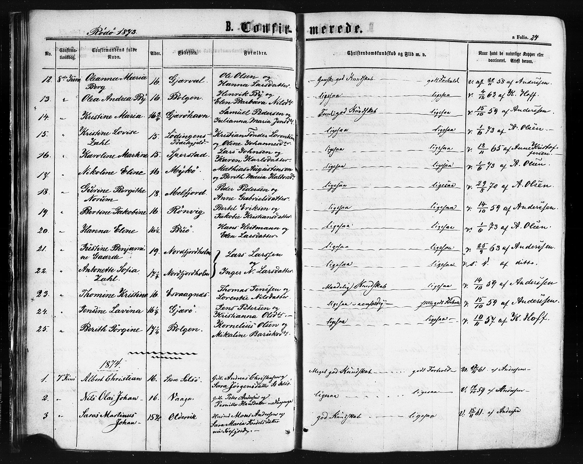 Ministerialprotokoller, klokkerbøker og fødselsregistre - Nordland, SAT/A-1459/841/L0607: Parish register (official) no. 841A11 /1, 1863-1877, p. 24