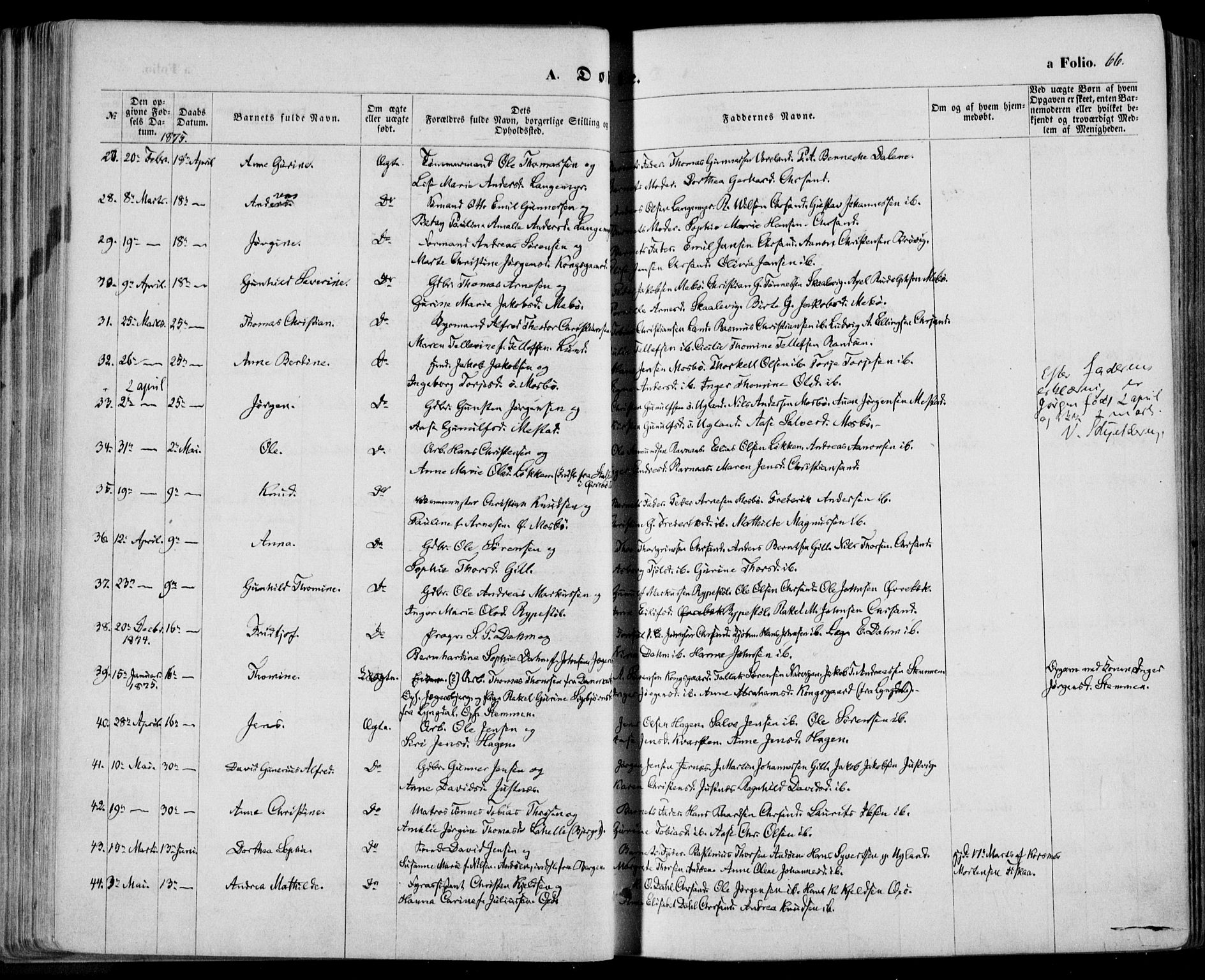 Oddernes sokneprestkontor, AV/SAK-1111-0033/F/Fa/Faa/L0008: Parish register (official) no. A 8, 1864-1880, p. 66