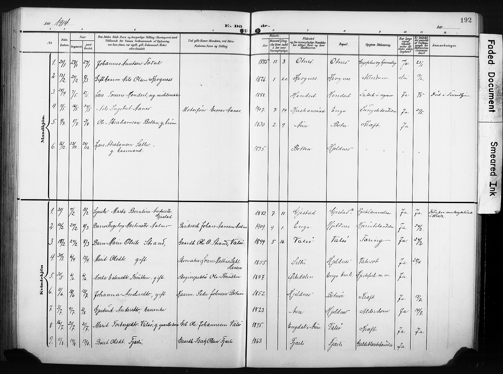 Ministerialprotokoller, klokkerbøker og fødselsregistre - Møre og Romsdal, AV/SAT-A-1454/580/L0927: Parish register (copy) no. 580C02, 1904-1932, p. 192