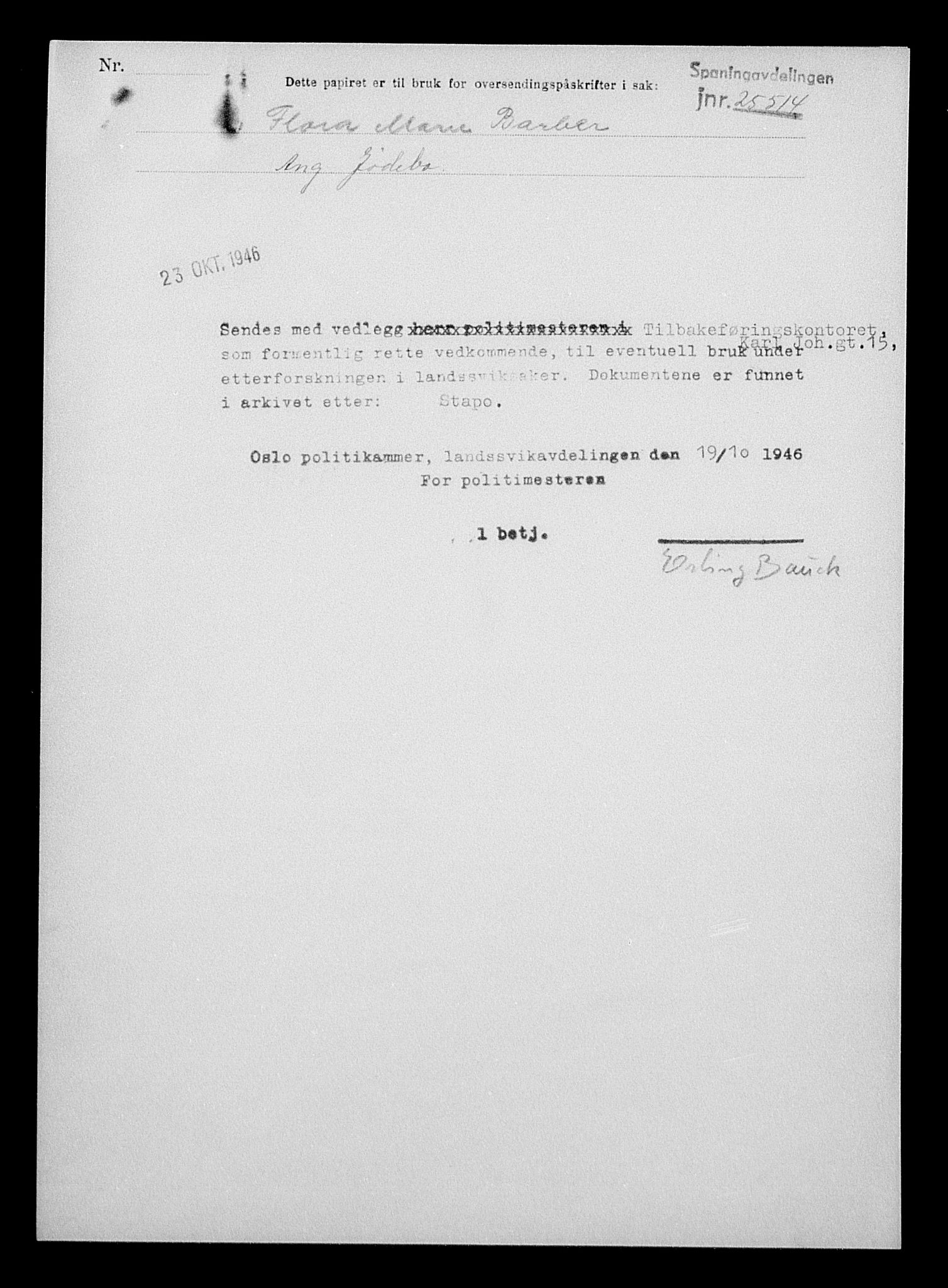 Justisdepartementet, Tilbakeføringskontoret for inndratte formuer, RA/S-1564/H/Hc/Hcc/L0918: --, 1945-1947, p. 196