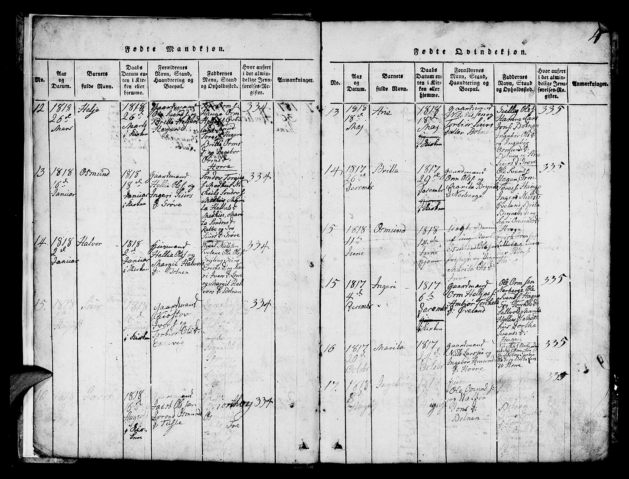 Røldal sokneprestembete, SAB/A-100247: Parish register (copy) no. A 1, 1817-1860, p. 4