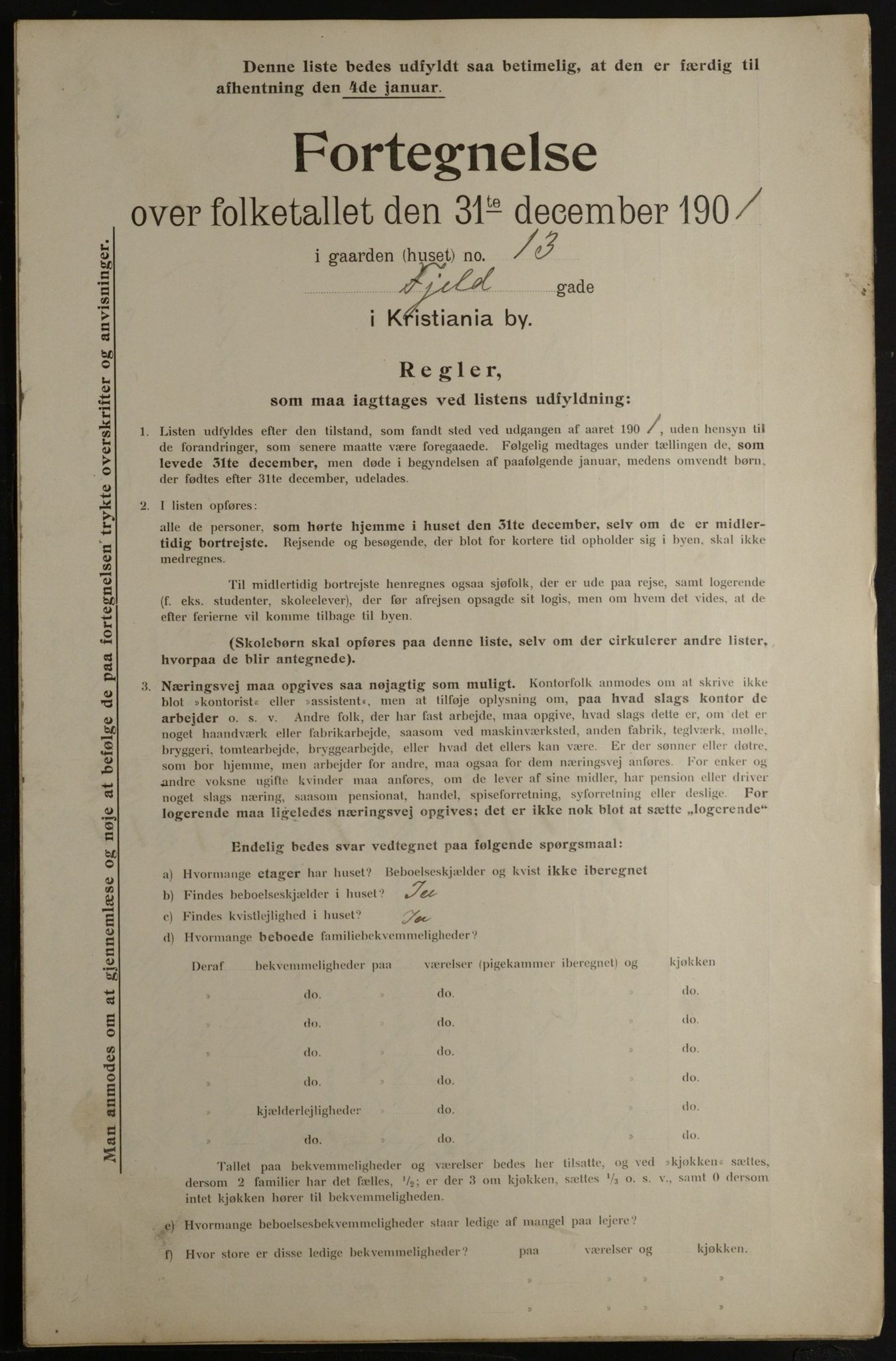 OBA, Municipal Census 1901 for Kristiania, 1901, p. 3952