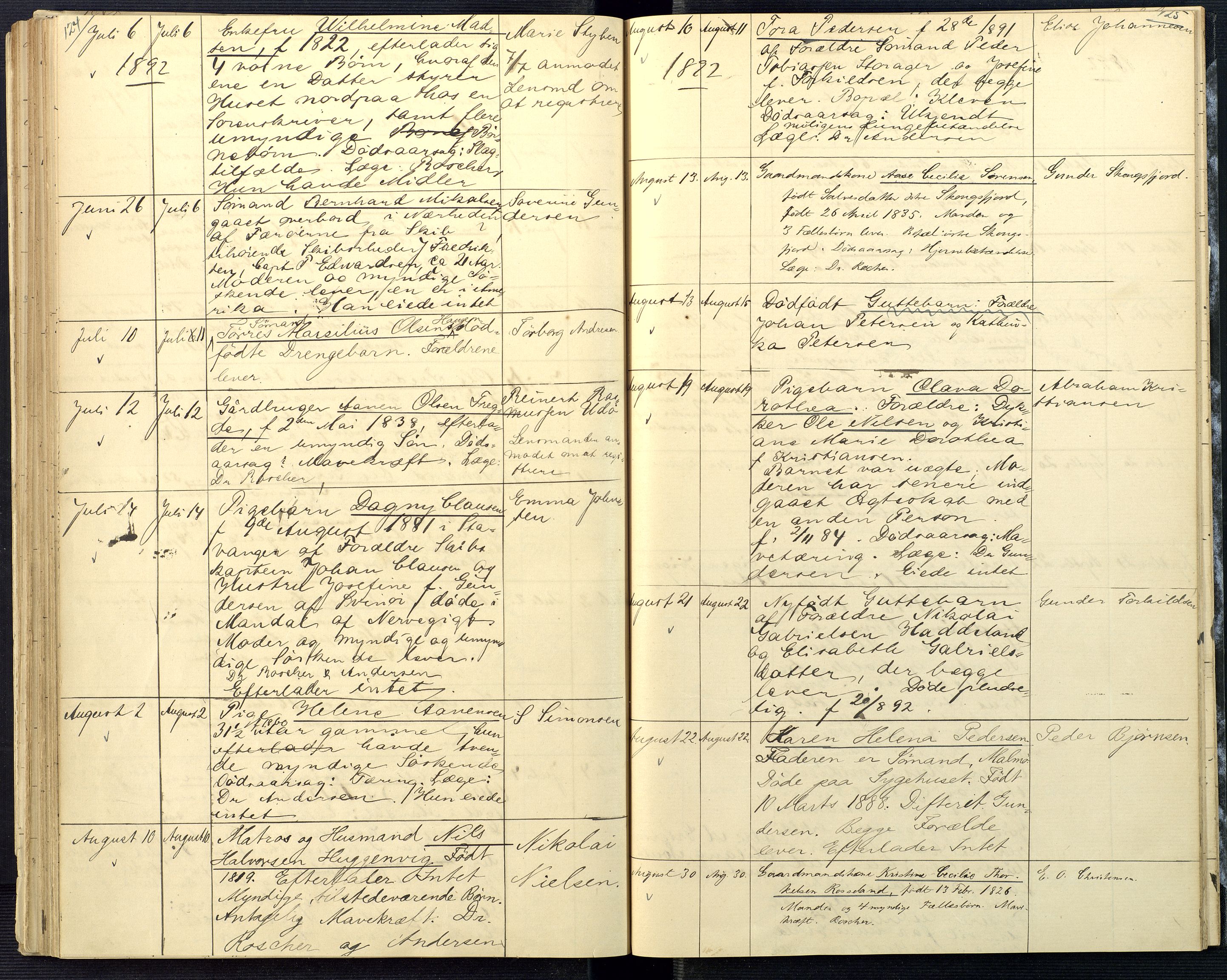 Mandal sorenskriveri, AV/SAK-1221-0005/001/H/Ha/L0004: Dødsfall Mandal prestegjeld nr 3, 1883-1894