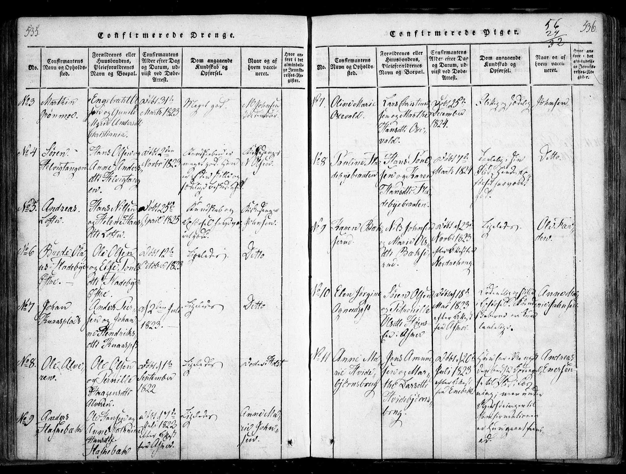Nesodden prestekontor Kirkebøker, SAO/A-10013/F/Fa/L0006: Parish register (official) no. I 6, 1814-1847, p. 535-536
