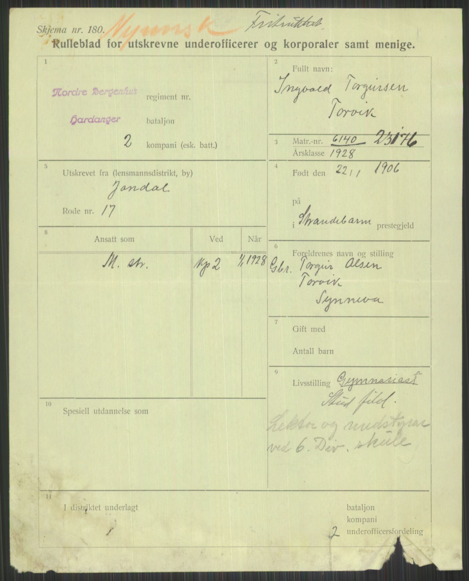 Forsvaret, Troms infanteriregiment nr. 16, AV/RA-RAFA-3146/P/Pa/L0013/0003: Rulleblad / Rulleblad for regimentets menige mannskaper, årsklasse 1928, 1928, p. 769