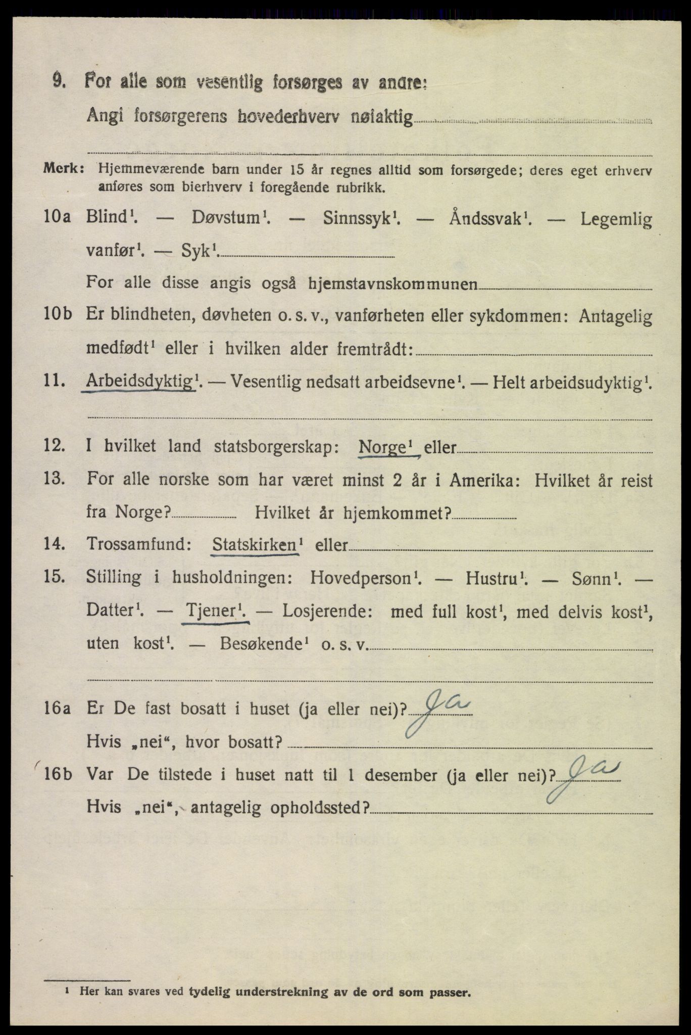 SAK, 1920 census for Lyngdal, 1920, p. 2330