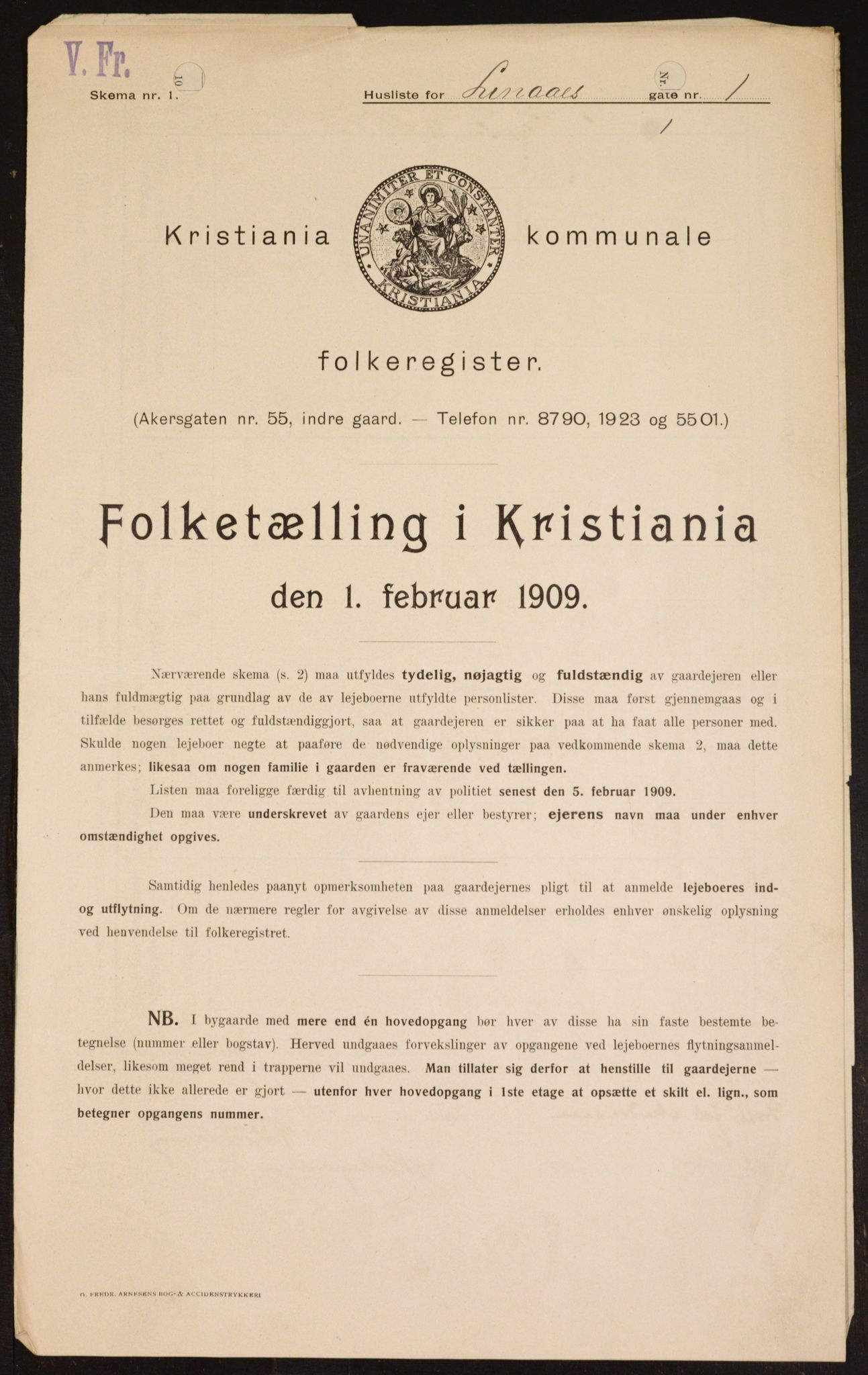 OBA, Municipal Census 1909 for Kristiania, 1909, p. 52686