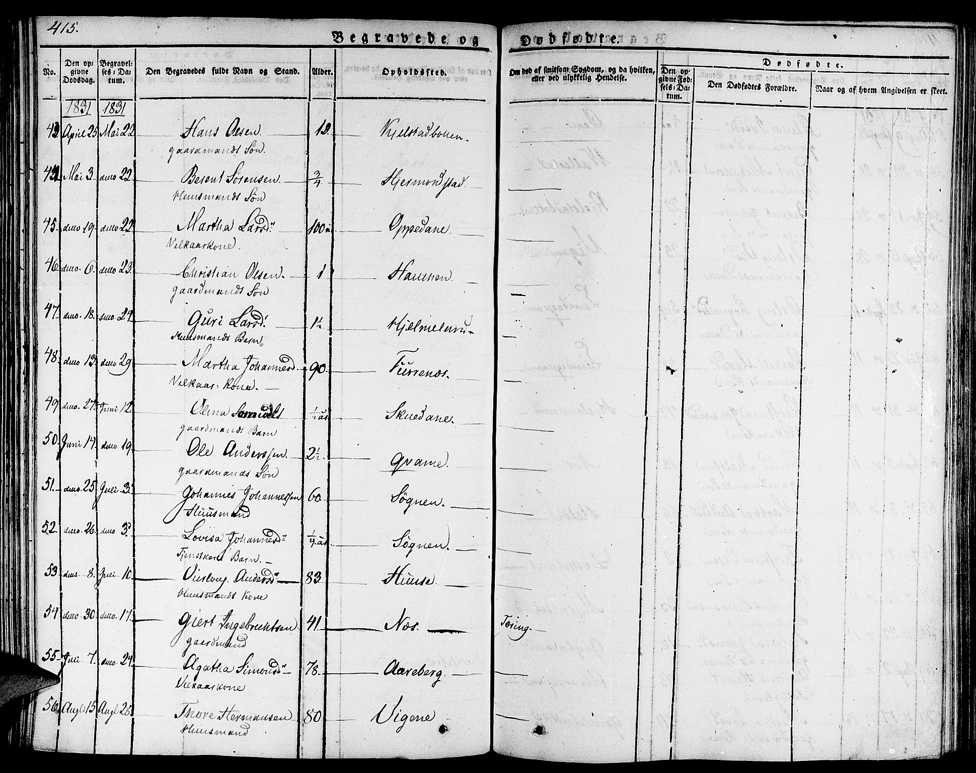 Gaular sokneprestembete, AV/SAB-A-80001/H/Haa: Parish register (official) no. A 3, 1821-1840, p. 415