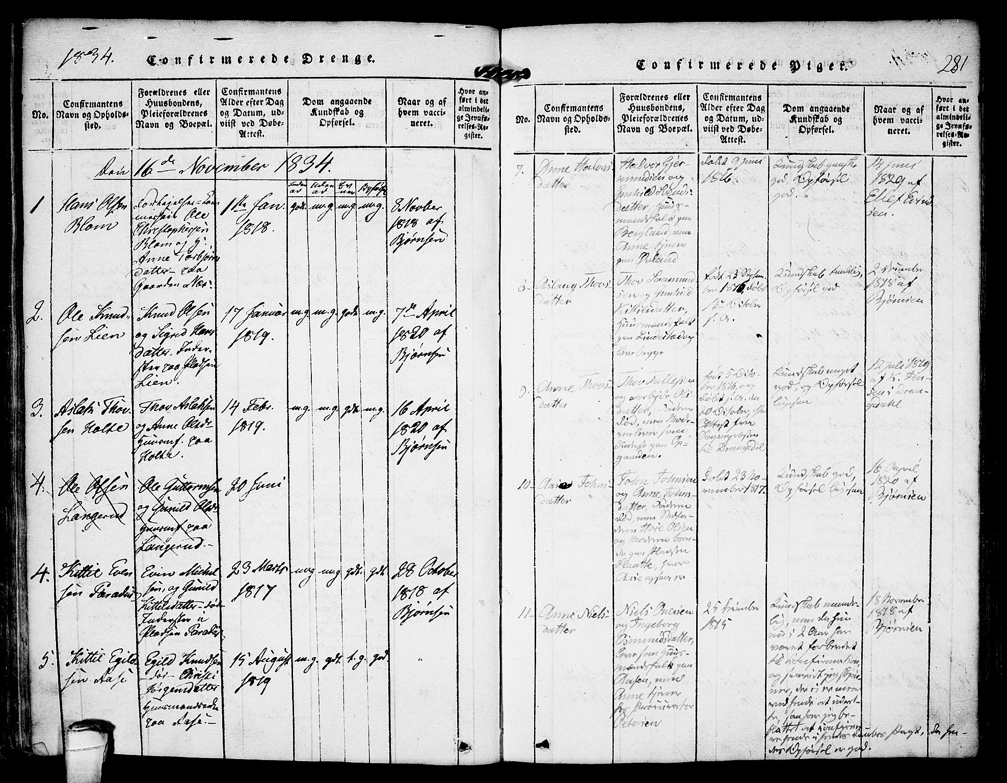 Kviteseid kirkebøker, SAKO/A-276/F/Fa/L0005: Parish register (official) no. I 5, 1815-1836, p. 281