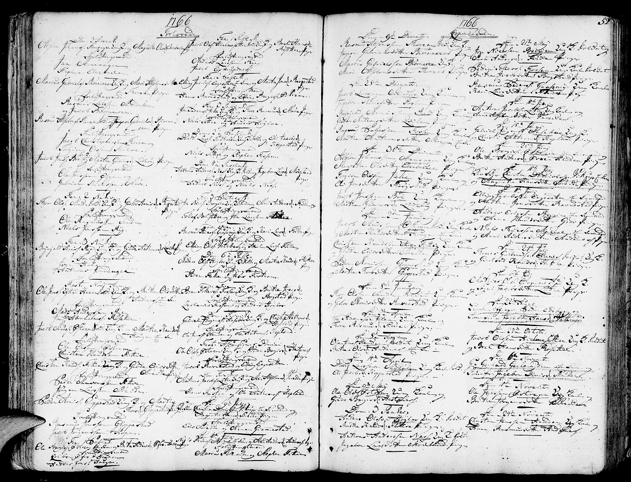 Gloppen sokneprestembete, SAB/A-80101/H/Haa/Haaa/L0004: Parish register (official) no. A 4, 1758-1784, p. 52