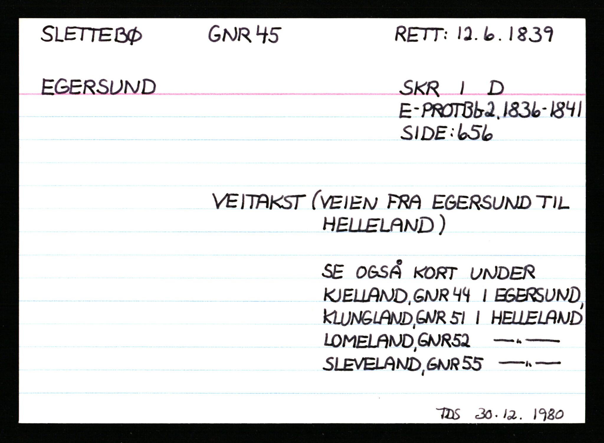 Statsarkivet i Stavanger, AV/SAST-A-101971/03/Y/Ym/L0053: Åstedskort sortert etter gårdsnavn: Skudeneshavn - Solbjør, 1600-1950, p. 300
