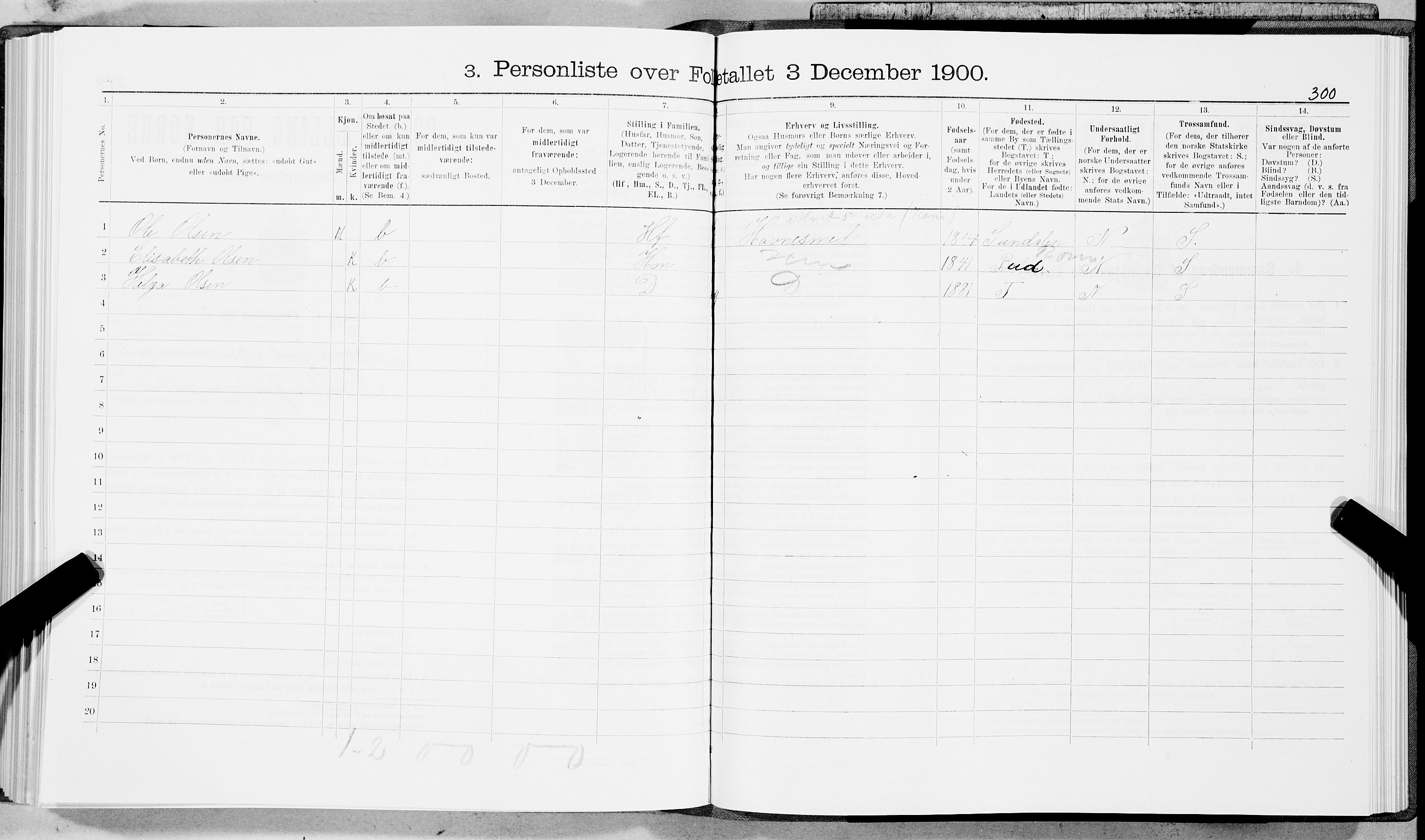 SAT, 1900 census for Trondheim, 1900, p. 8625