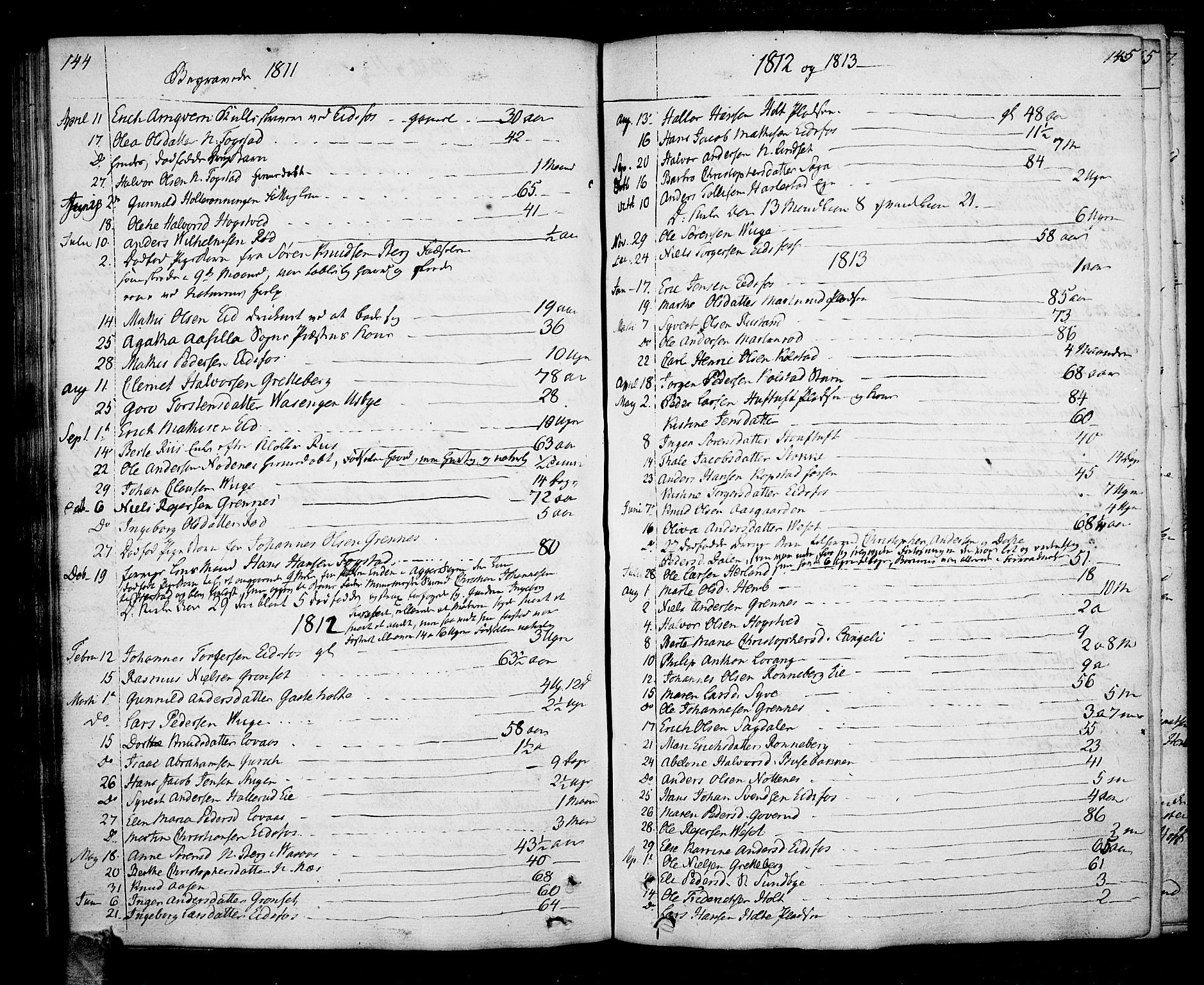 Hof kirkebøker, SAKO/A-64/F/Fa/L0003: Parish register (official) no. I 3, 1782-1814, p. 144-145