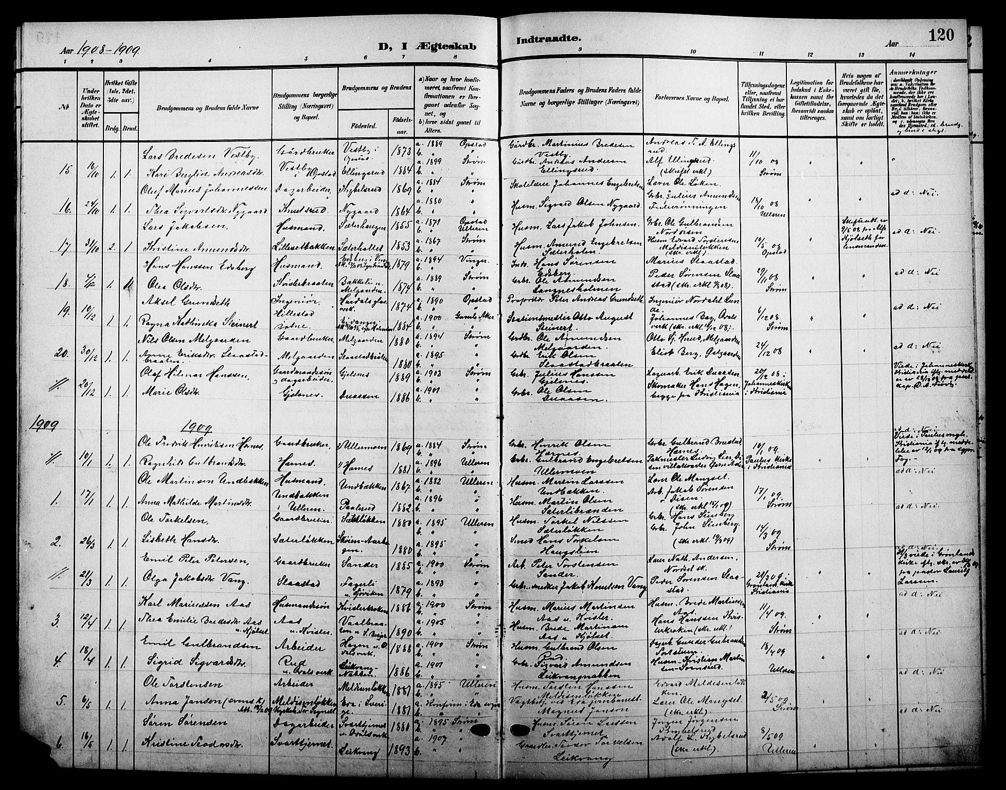 Sør-Odal prestekontor, AV/SAH-PREST-030/H/Ha/Hab/L0005: Parish register (copy) no. 5, 1903-1915, p. 120
