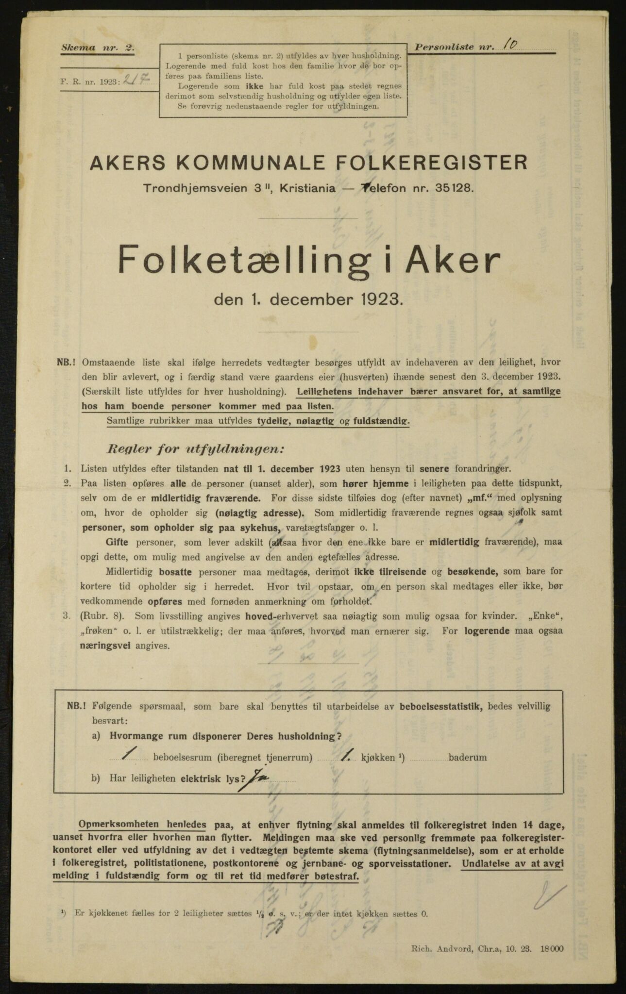 , Municipal Census 1923 for Aker, 1923, p. 23637