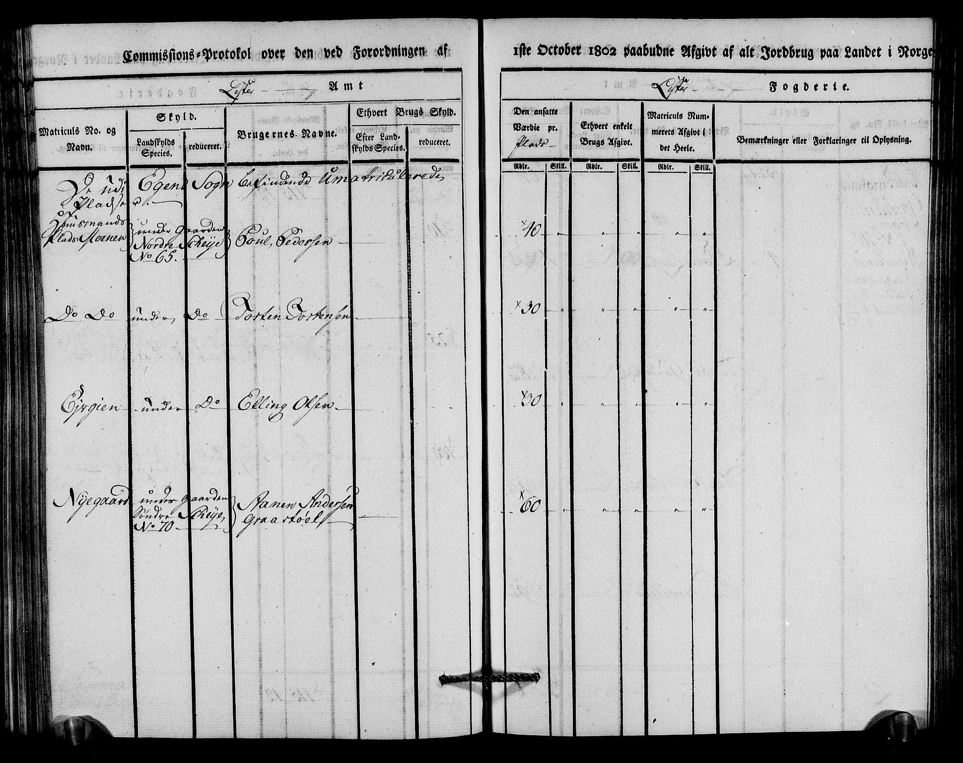 Rentekammeret inntil 1814, Realistisk ordnet avdeling, RA/EA-4070/N/Ne/Nea/L0094: Lista fogderi. Kommisjonsprotokoll "Nr. 3", for Å, Austad, Hægebostad, Eiken, Grindheim og Bjelland sogn, 1803, p. 221