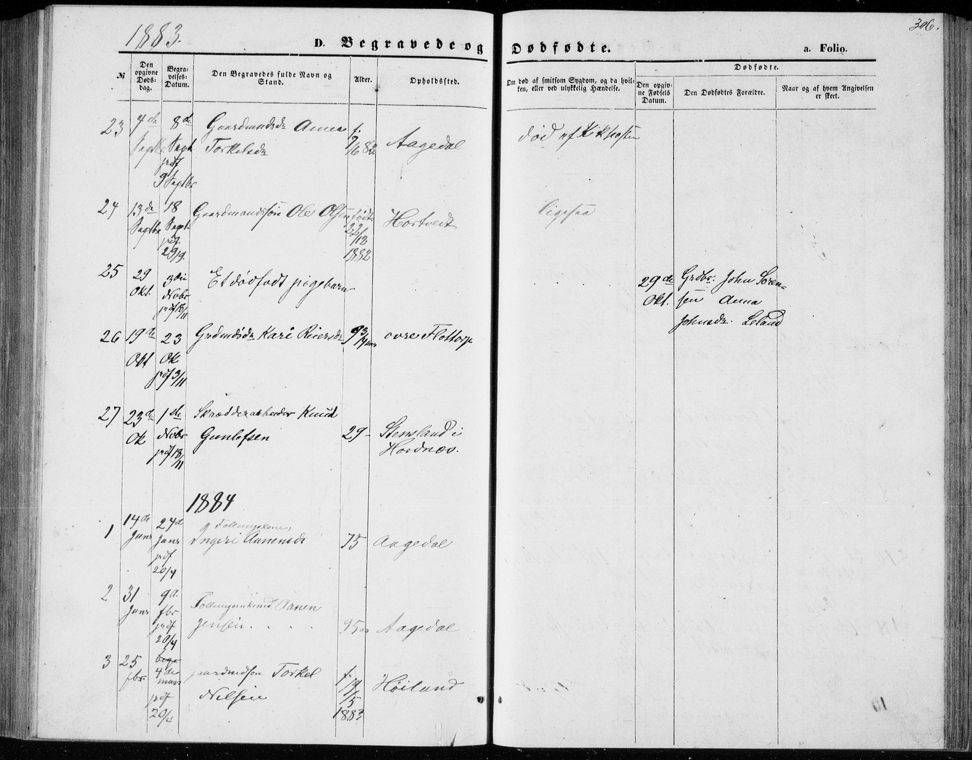 Bjelland sokneprestkontor, SAK/1111-0005/F/Fb/Fbc/L0002: Parish register (copy) no. B 2, 1867-1887, p. 306