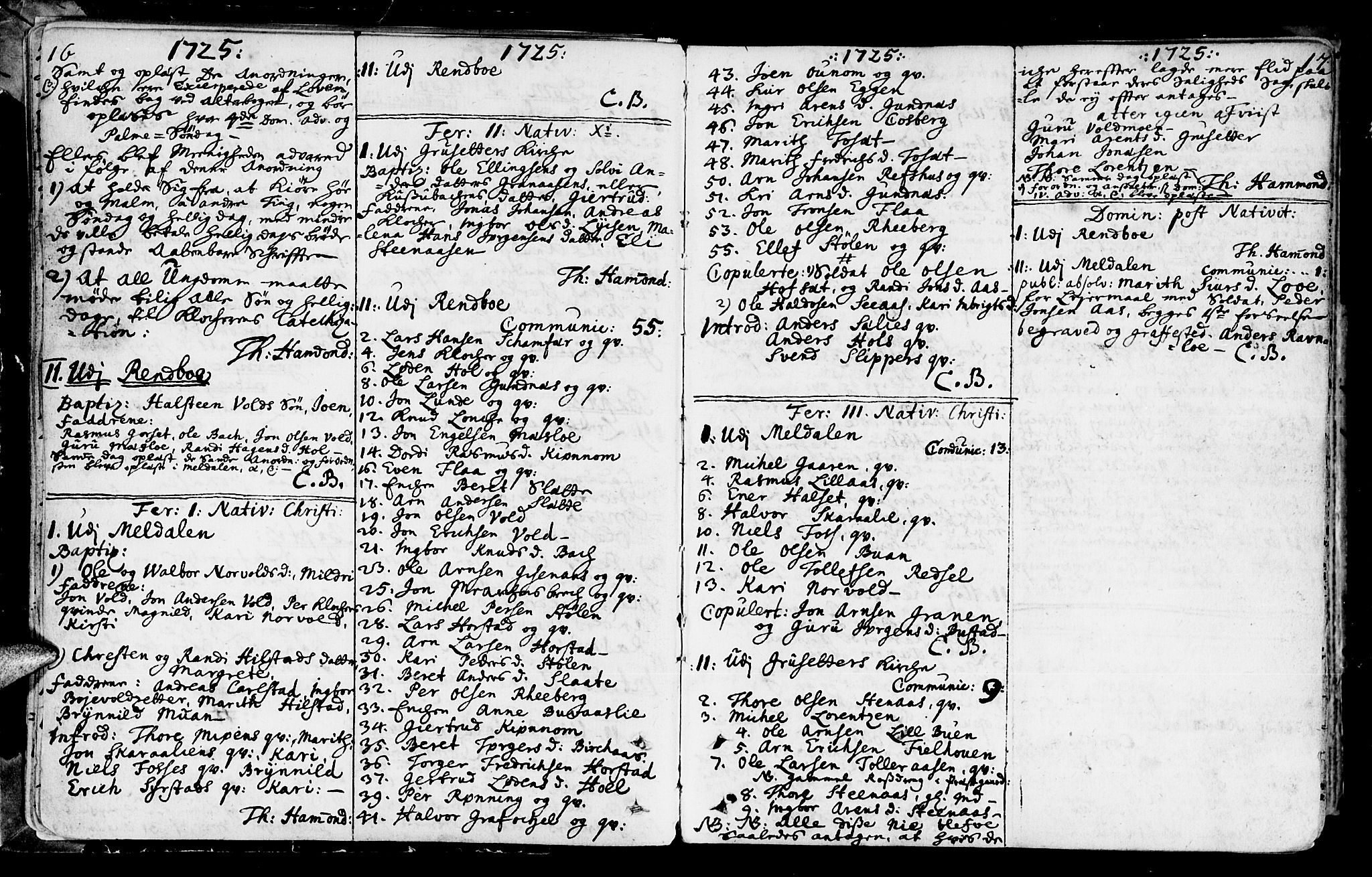 Ministerialprotokoller, klokkerbøker og fødselsregistre - Sør-Trøndelag, SAT/A-1456/672/L0850: Parish register (official) no. 672A03, 1725-1751, p. 16-17