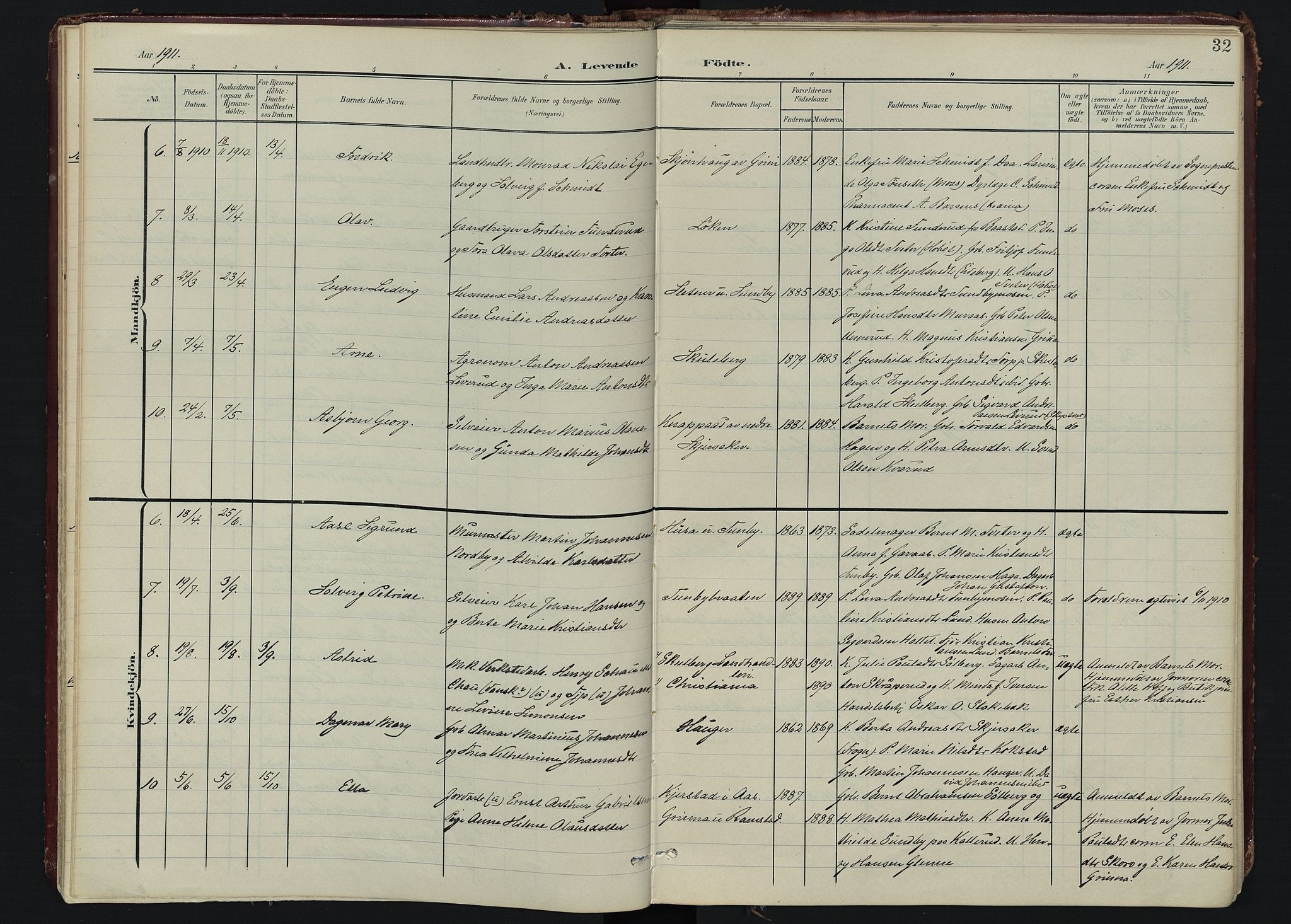 Spydeberg prestekontor Kirkebøker, SAO/A-10924/F/Fa/L0009: Parish register (official) no. I 9, 1900-1926, p. 32