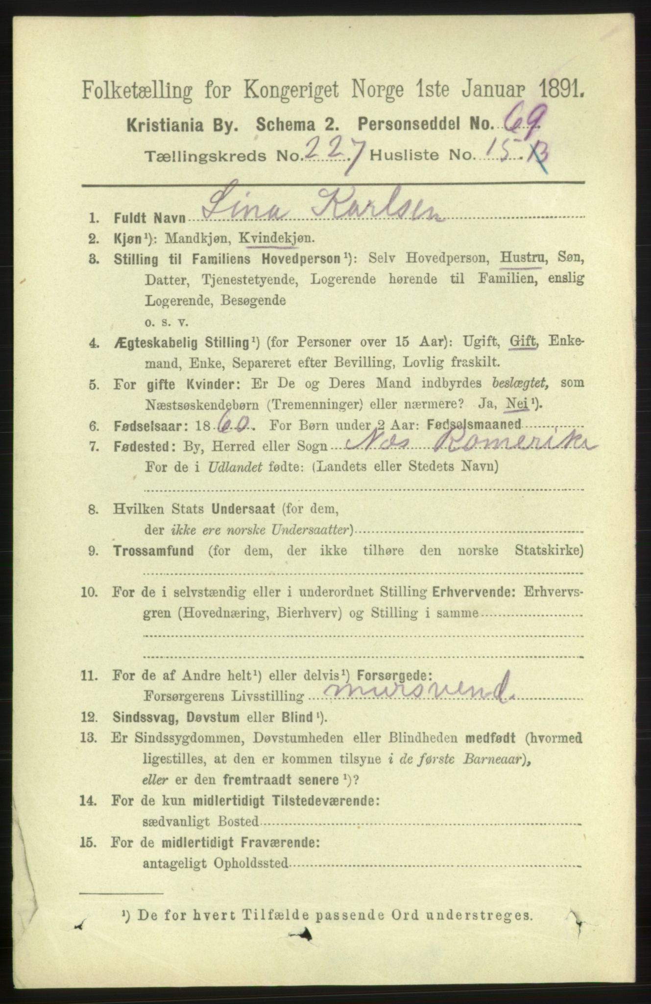 RA, 1891 census for 0301 Kristiania, 1891, p. 139265