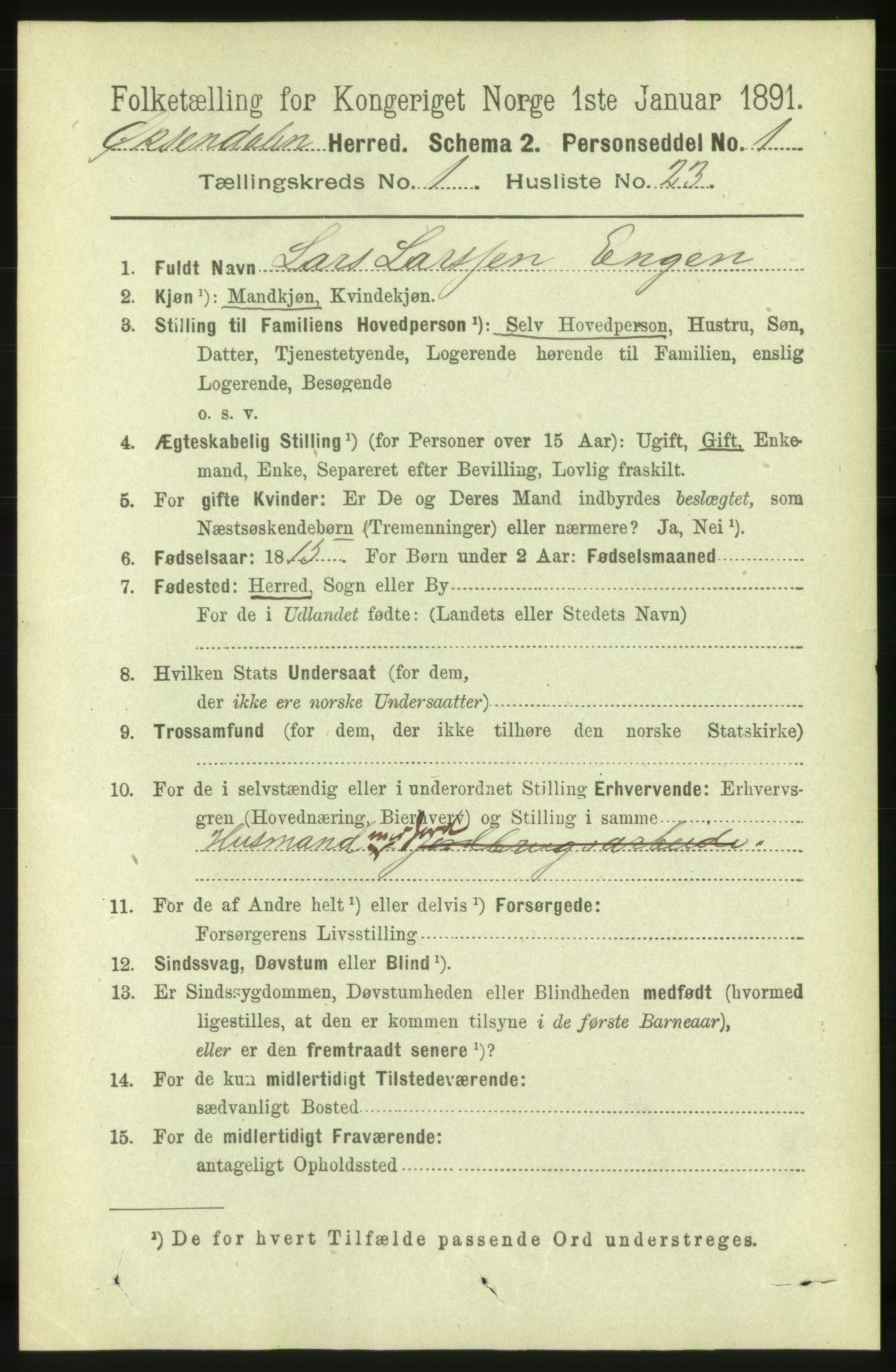 RA, 1891 census for 1561 Øksendal, 1891, p. 206