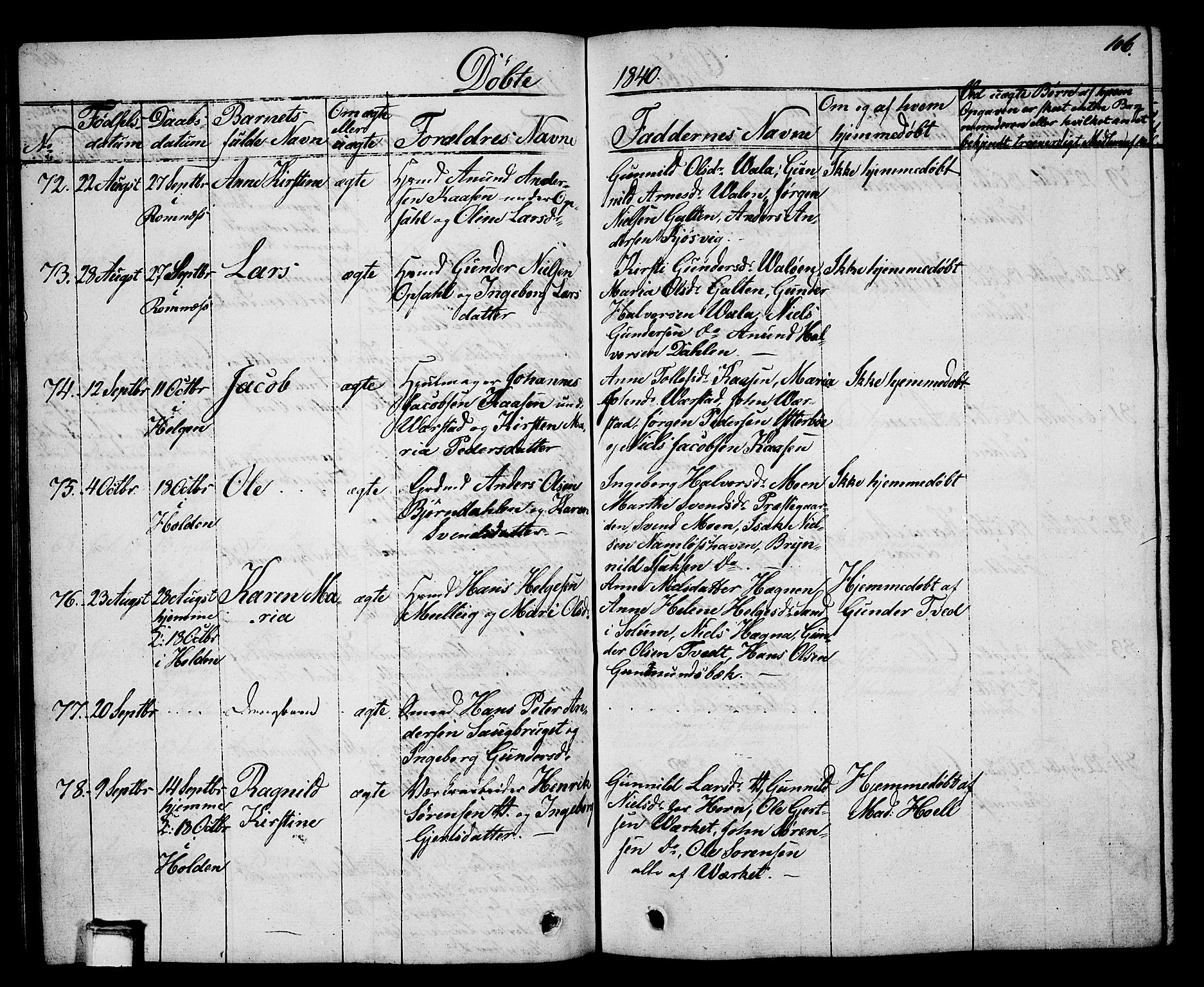 Holla kirkebøker, SAKO/A-272/G/Ga/L0002: Parish register (copy) no. I 2, 1830-1848, p. 106