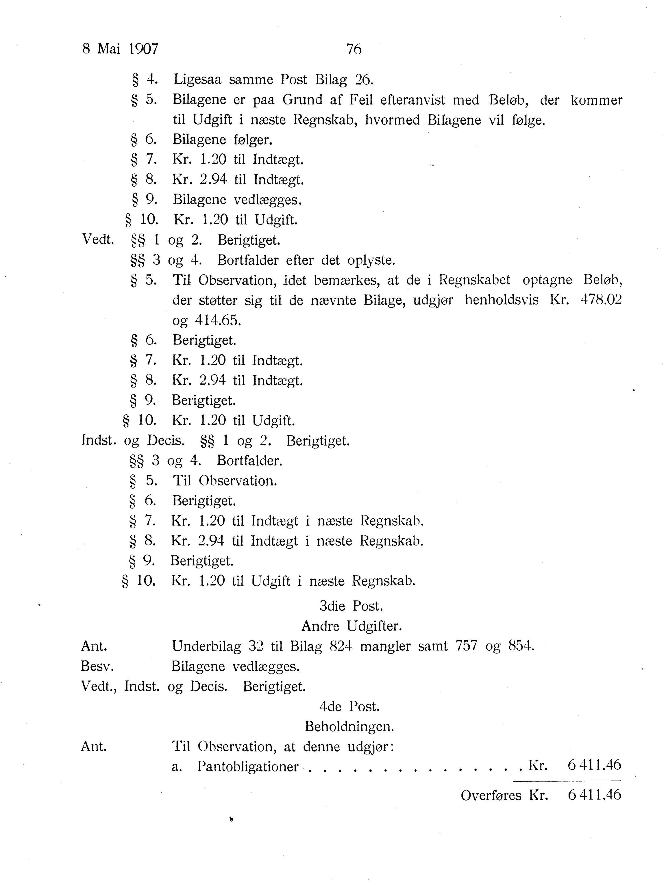 Nordland Fylkeskommune. Fylkestinget, AIN/NFK-17/176/A/Ac/L0030: Fylkestingsforhandlinger 1907, 1907