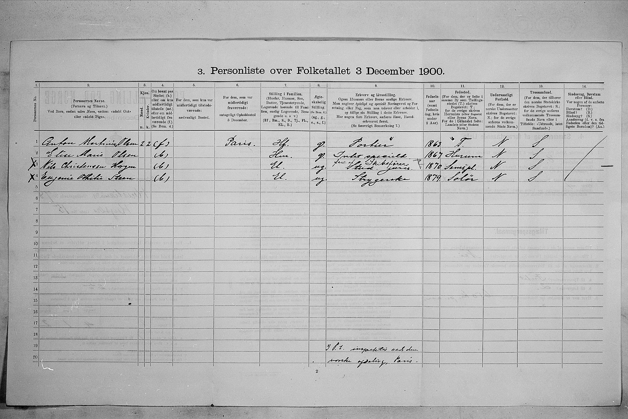 SAO, 1900 census for Kristiania, 1900, p. 45399