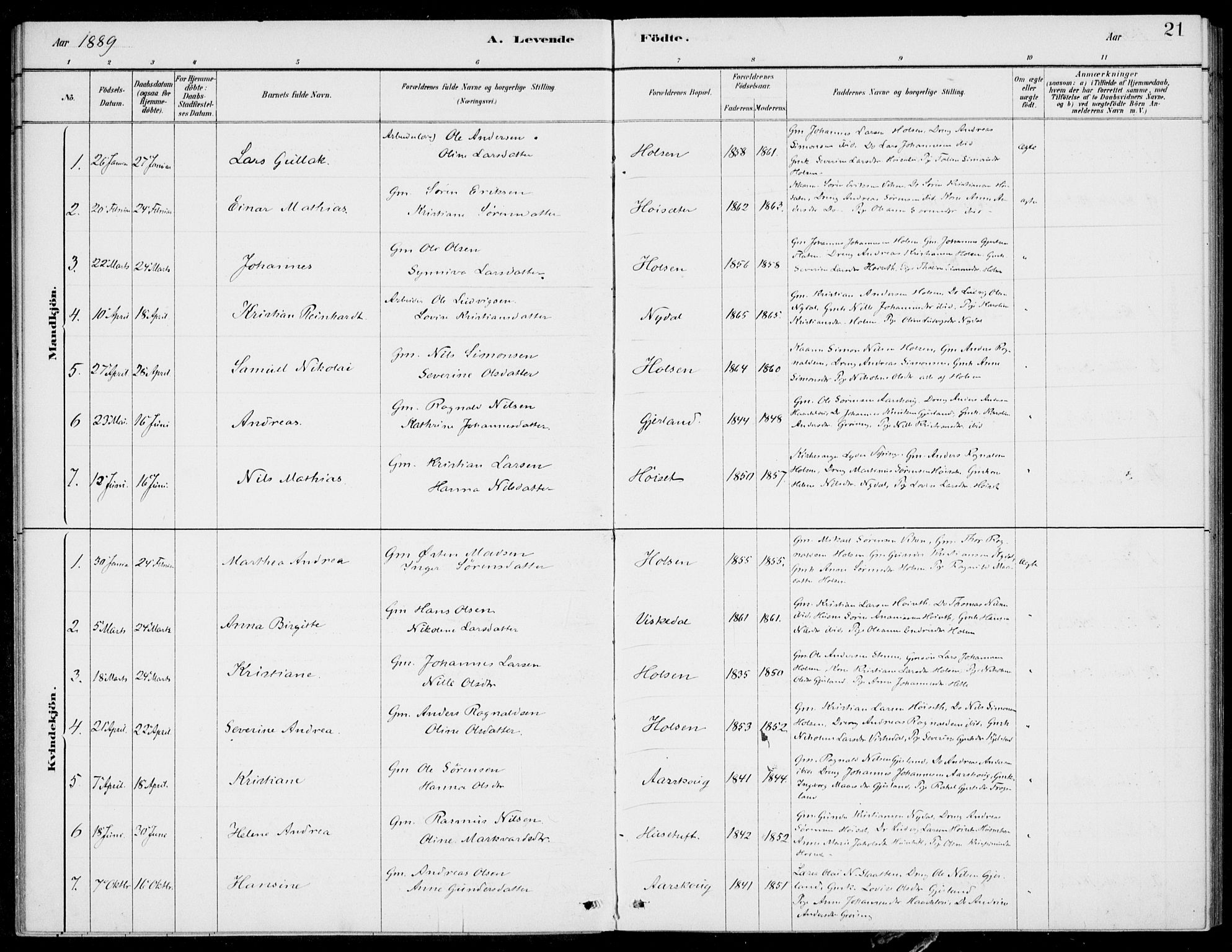 Førde sokneprestembete, SAB/A-79901/H/Haa/Haac/L0001: Parish register (official) no. C  1, 1881-1920, p. 21