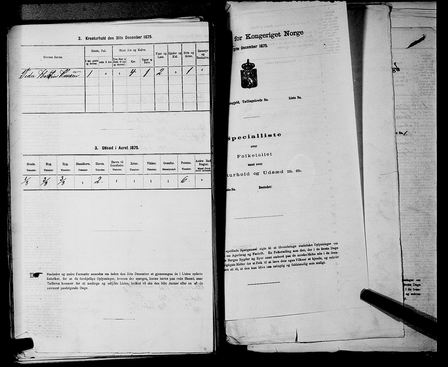 SAKO, 1875 census for 0724L Sandeherred/Sandeherred, 1875, p. 423