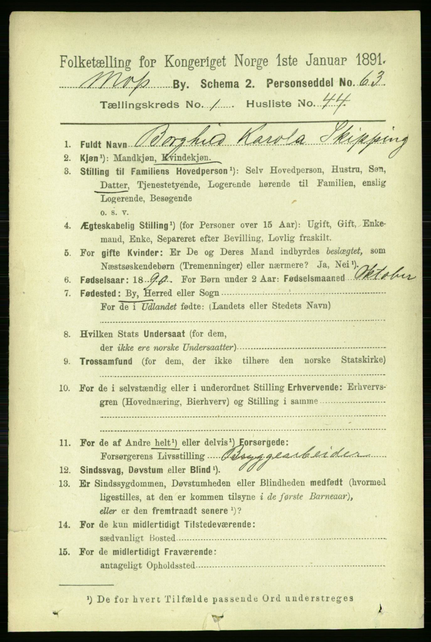 RA, 1891 census for 0104 Moss, 1891, p. 2009