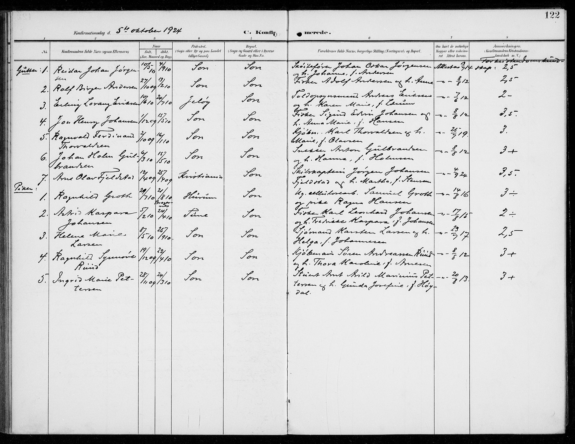 Vestby prestekontor Kirkebøker, SAO/A-10893/F/Fc/L0002: Parish register (official) no. III 2, 1906-1940, p. 122
