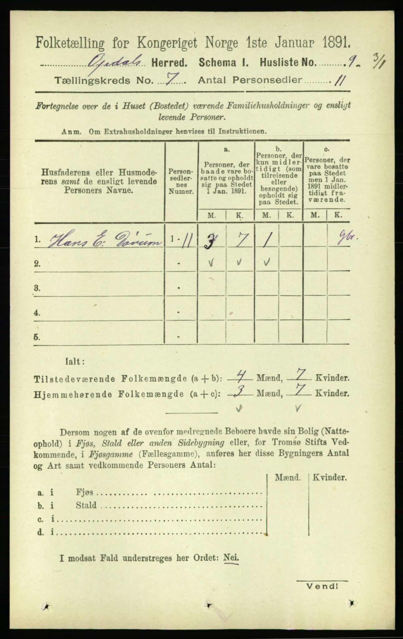 RA, 1891 census for 1634 Oppdal, 1891, p. 3414