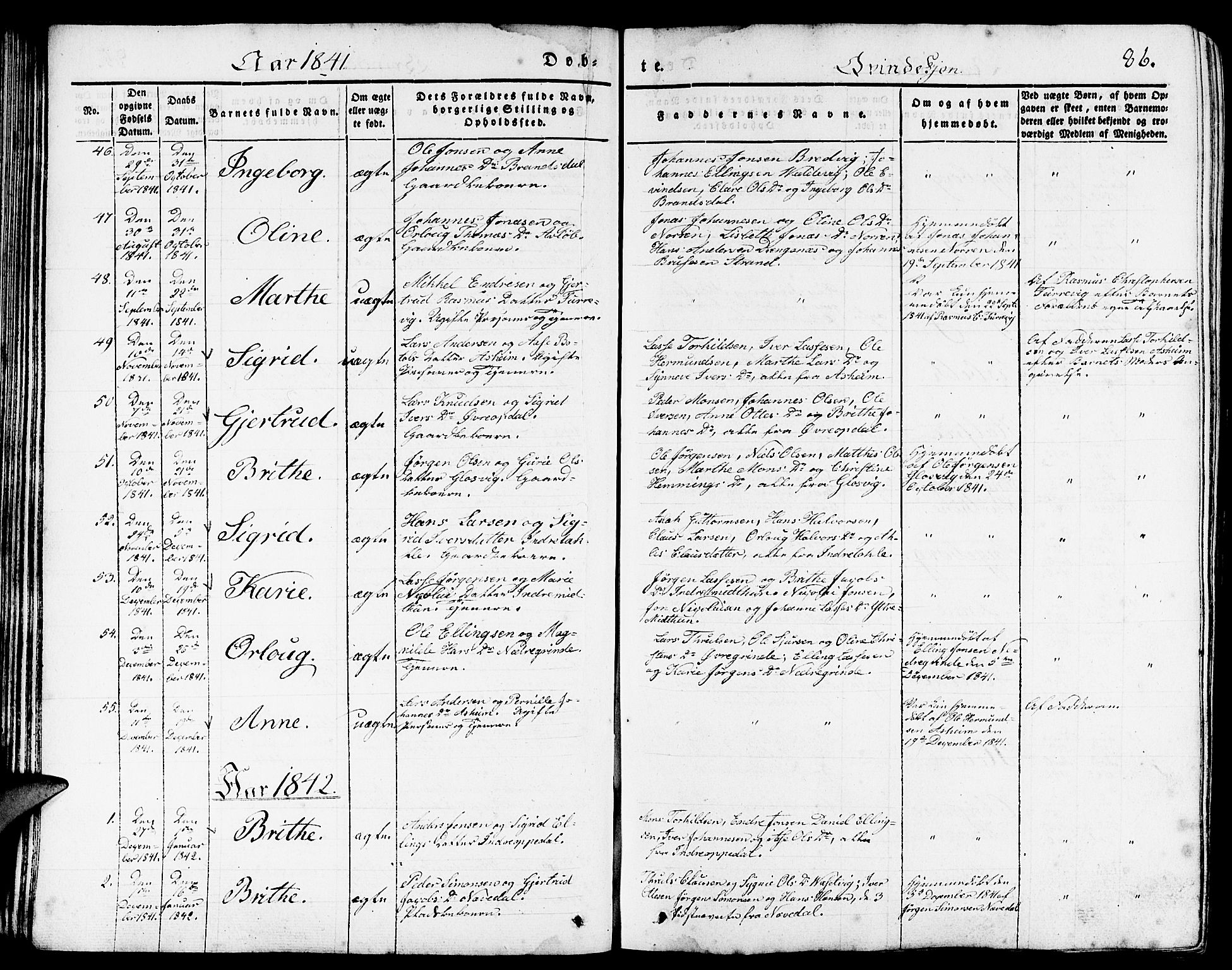 Gulen sokneprestembete, AV/SAB-A-80201/H/Haa/Haaa/L0020: Parish register (official) no. A 20, 1837-1847, p. 86