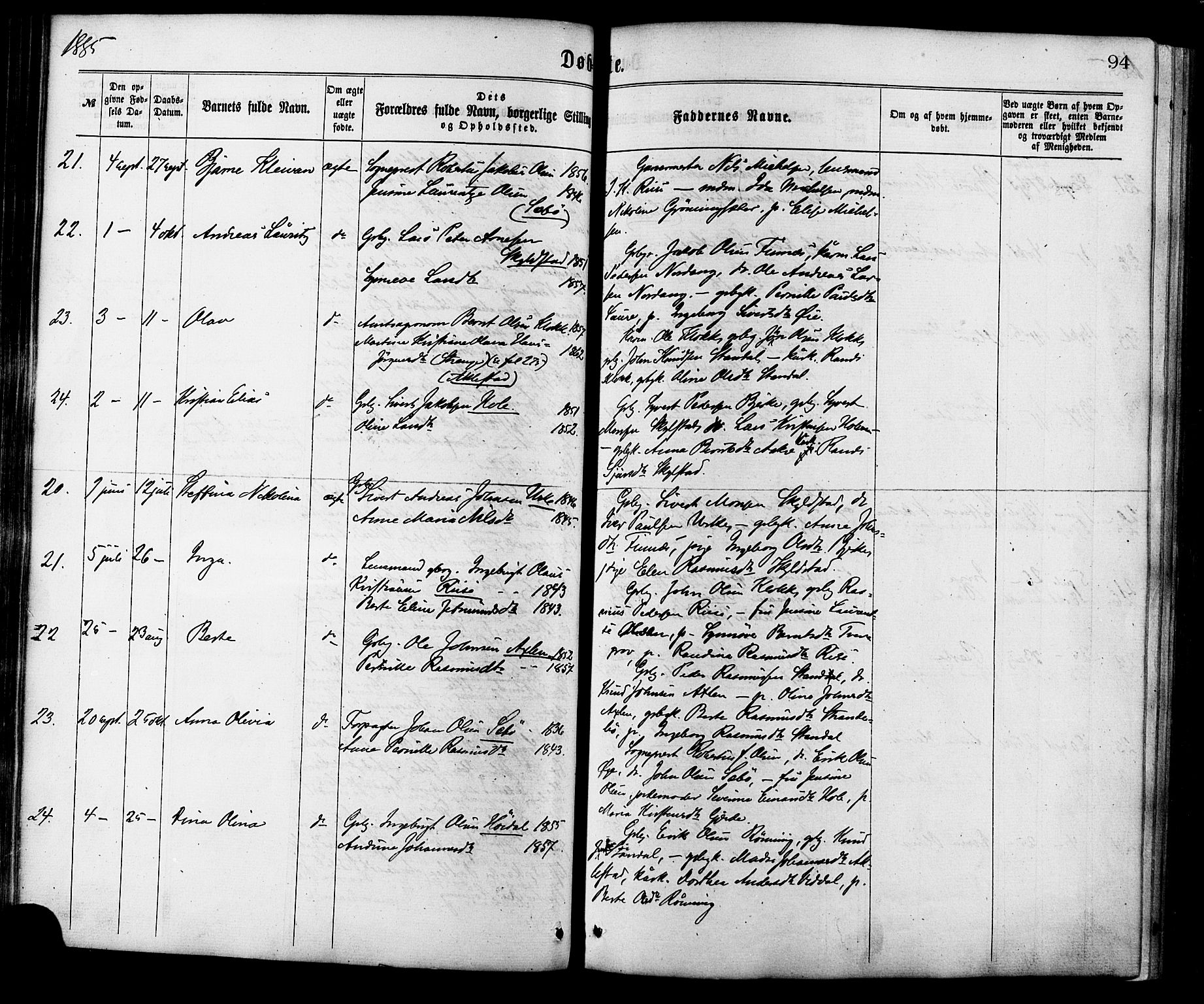 Ministerialprotokoller, klokkerbøker og fødselsregistre - Møre og Romsdal, AV/SAT-A-1454/515/L0210: Parish register (official) no. 515A06, 1868-1885, p. 94