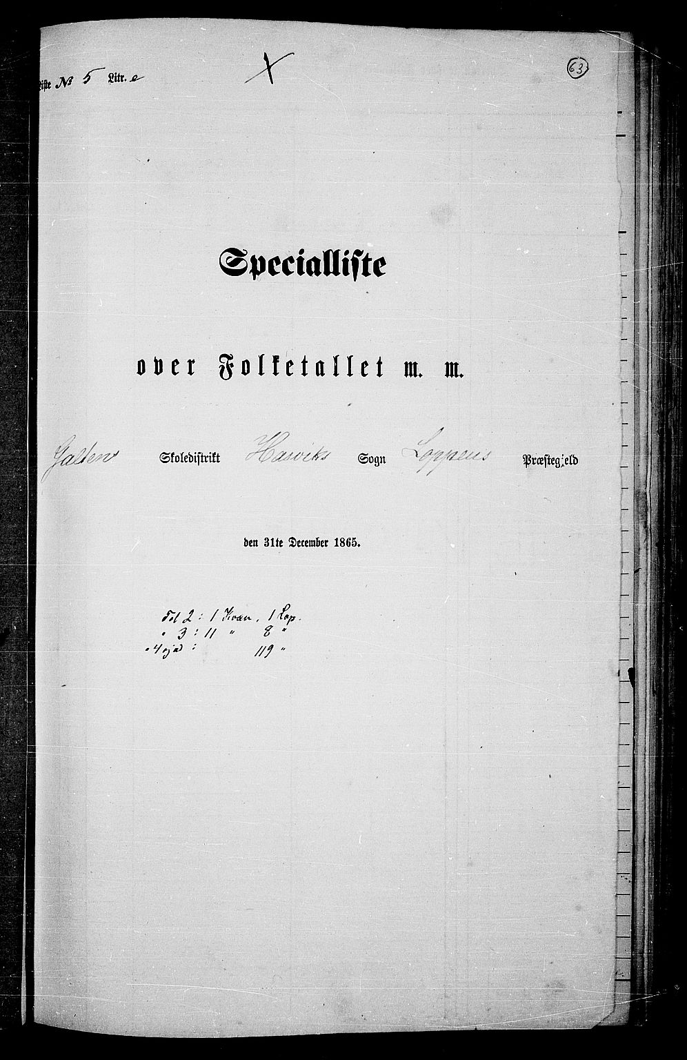 RA, 1865 census for Loppa, 1865, p. 57