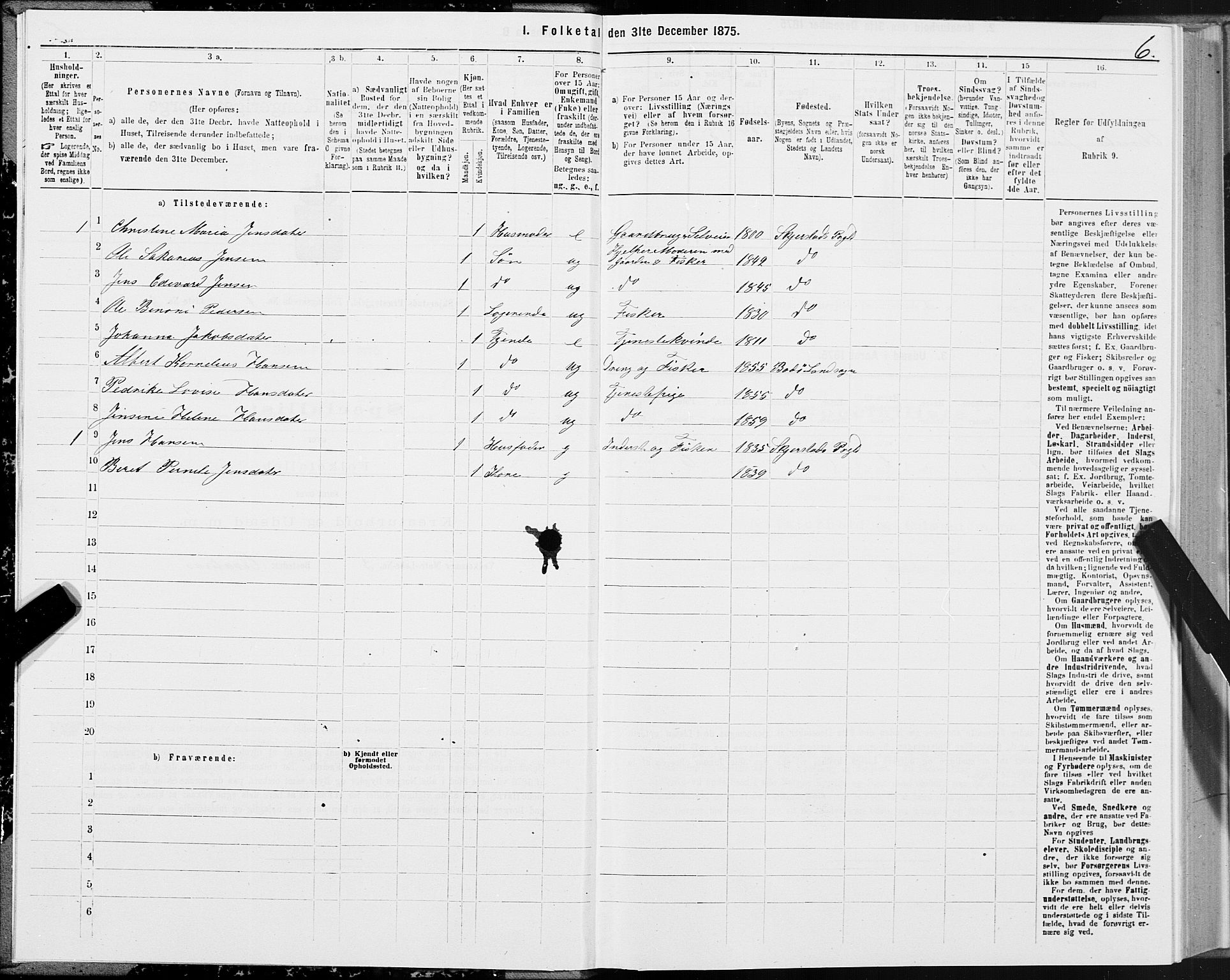 SAT, 1875 census for 1842P Skjerstad, 1875, p. 1006