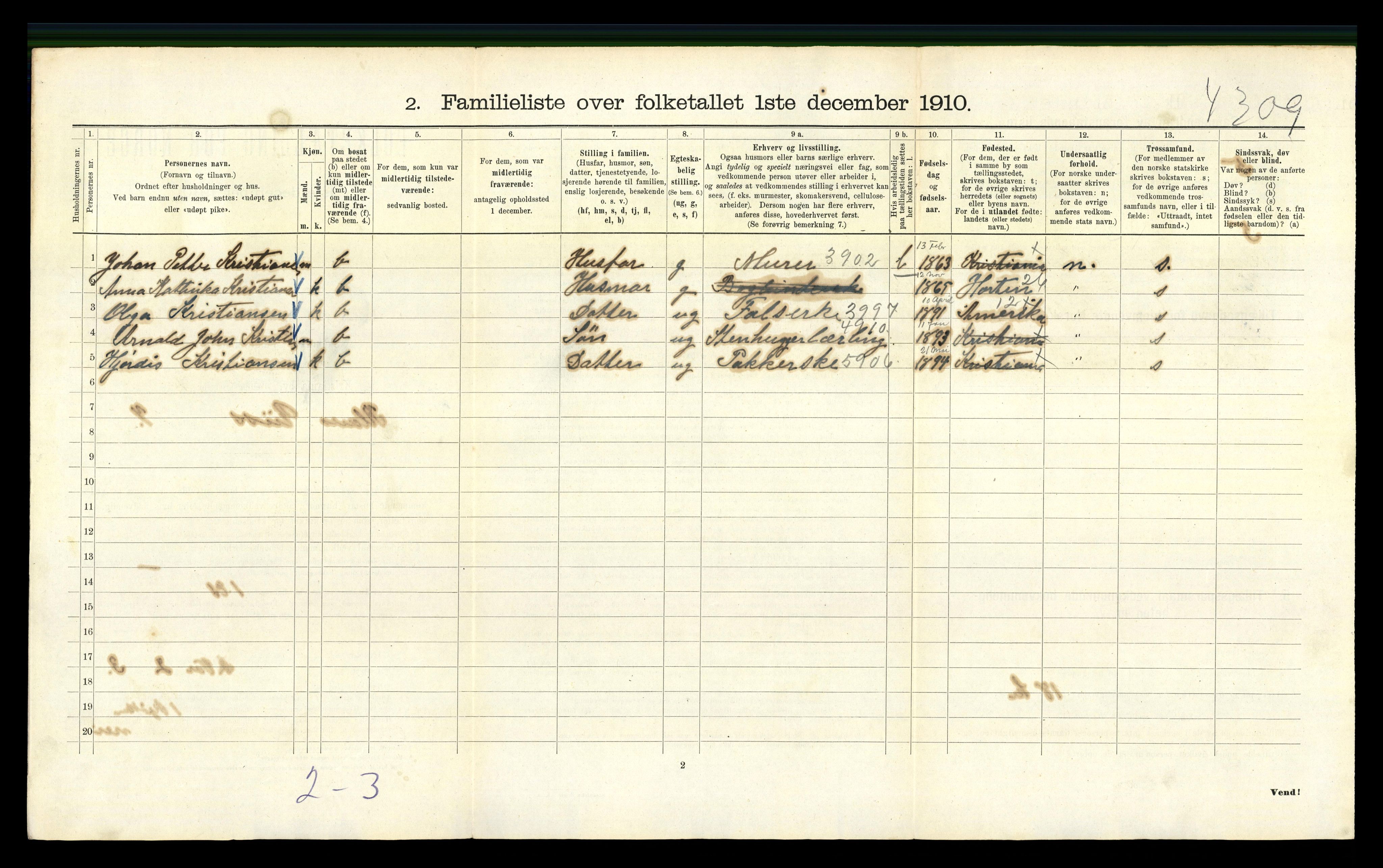 RA, 1910 census for Kristiania, 1910, p. 13260